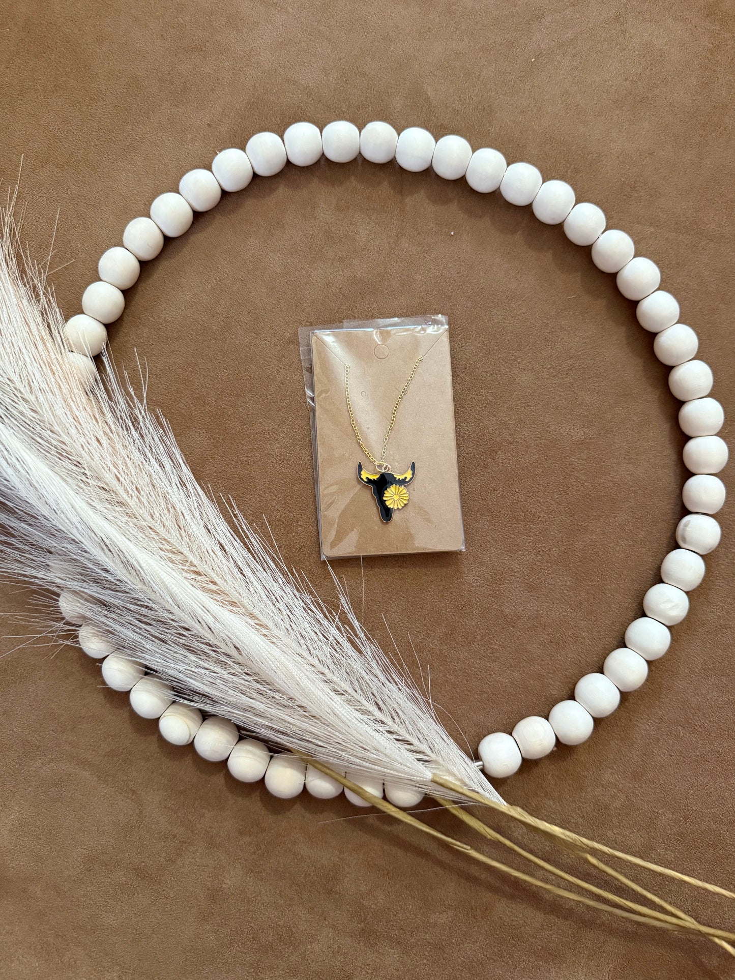 Sunflower Bull Skull Necklace