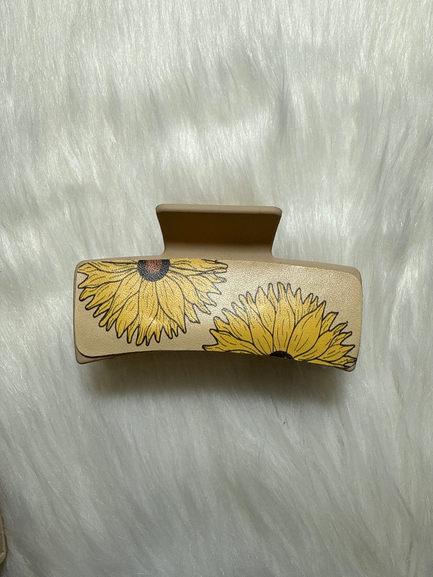 Beige Sunflower Claw Clip