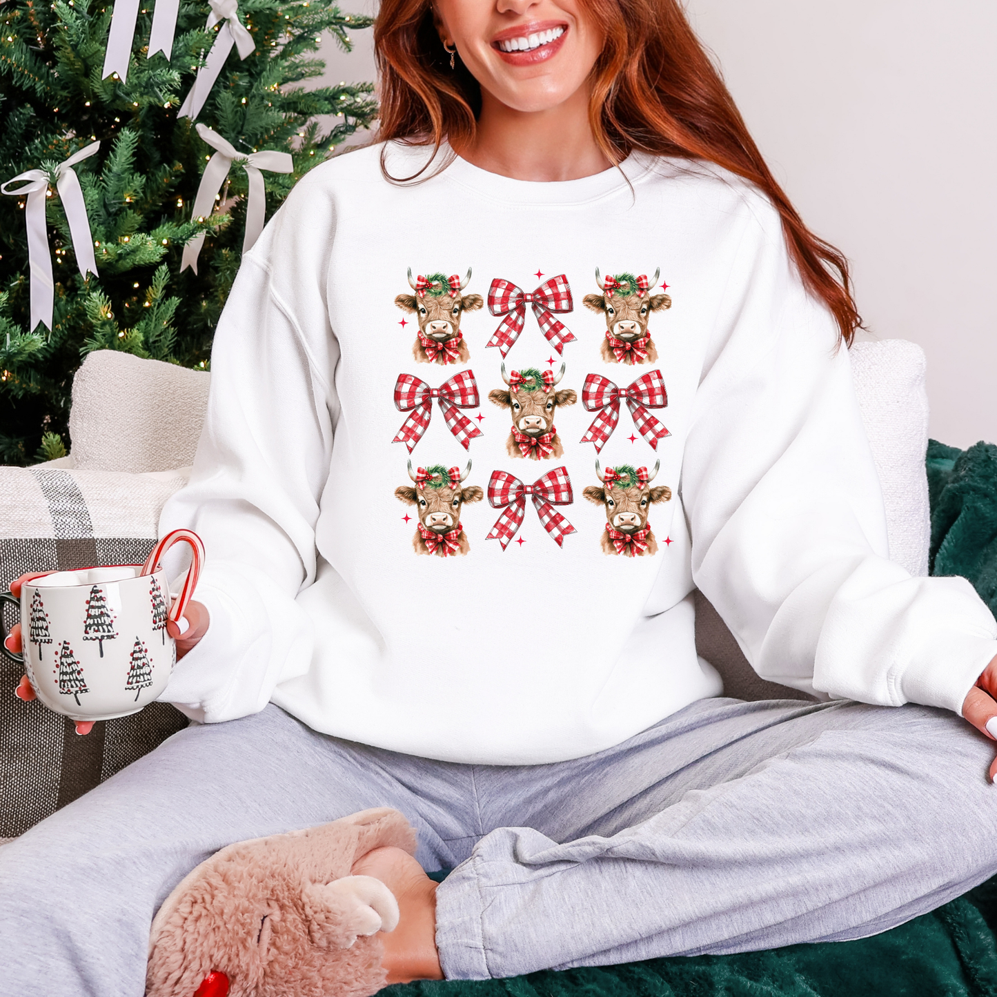 Christmas Cows and Bows Crewneck