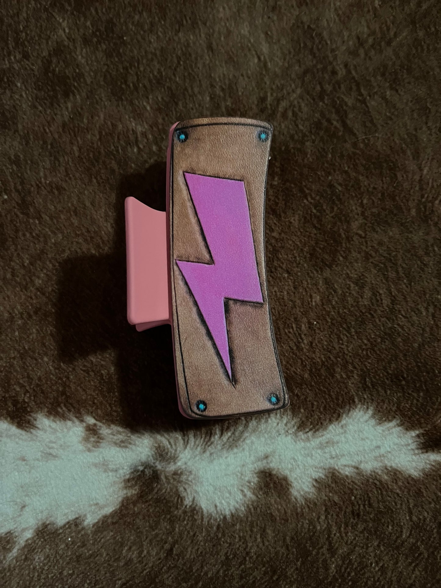 Pink Lightning Bolt Large Claw Clip