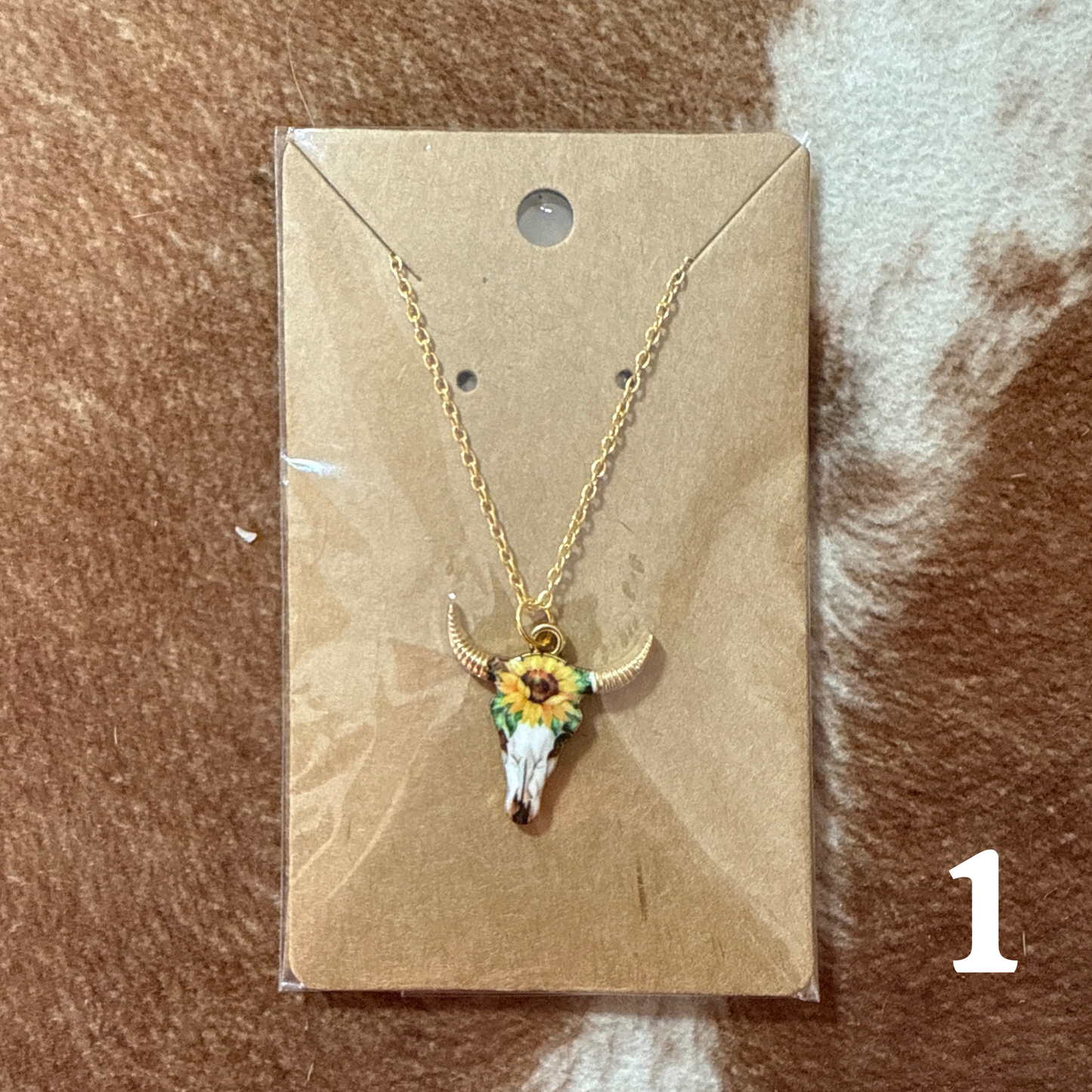 Floral Bull Skull Necklace
