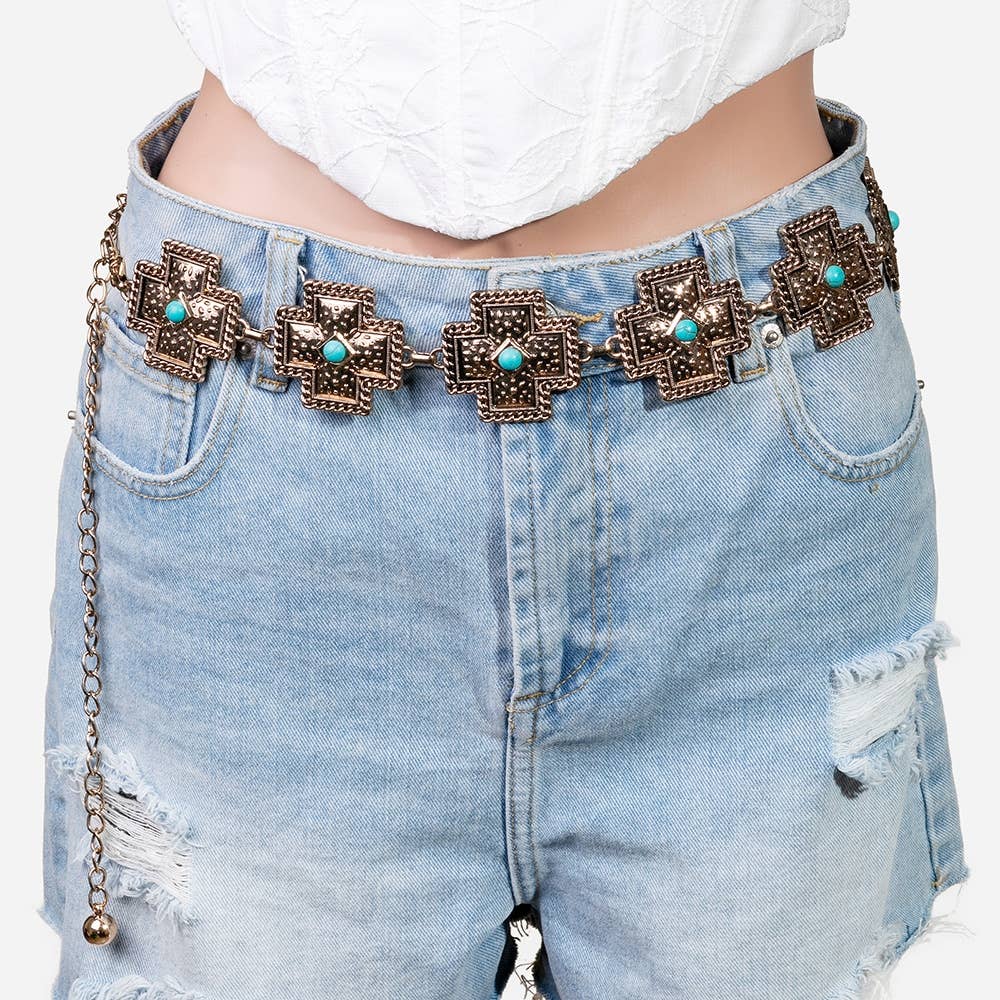 Thick Cross Chain Belt