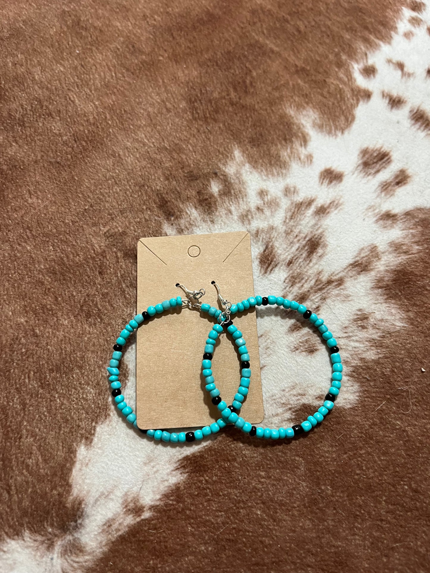 Turquoise and Black Beaded Earrings