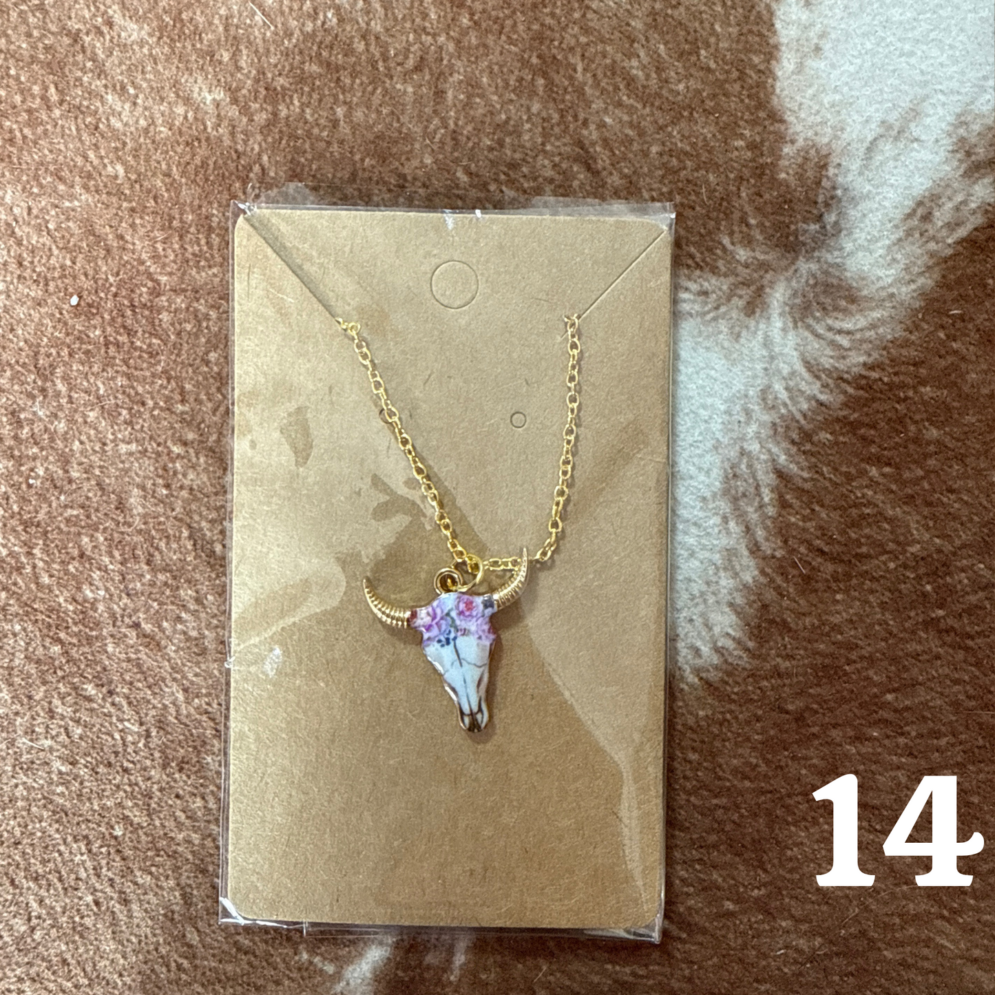 Floral Bull Skull Necklace