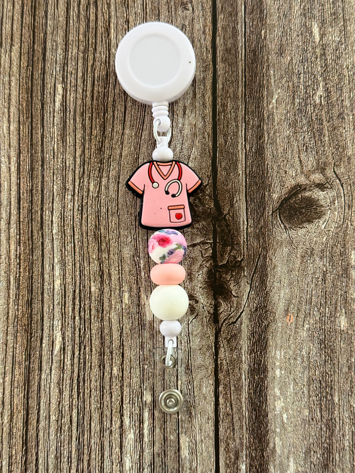 Pink Scrubs Nursing Badge Reel