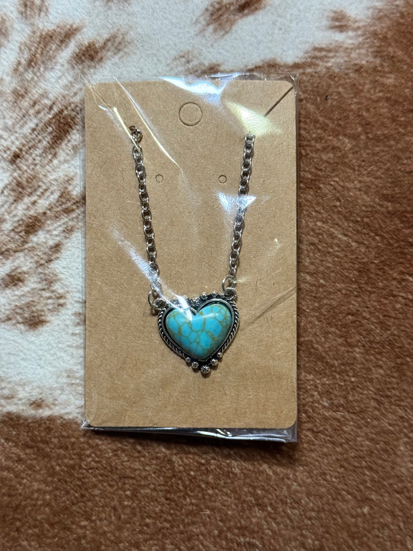 Imitation Turquoise Heart Necklace