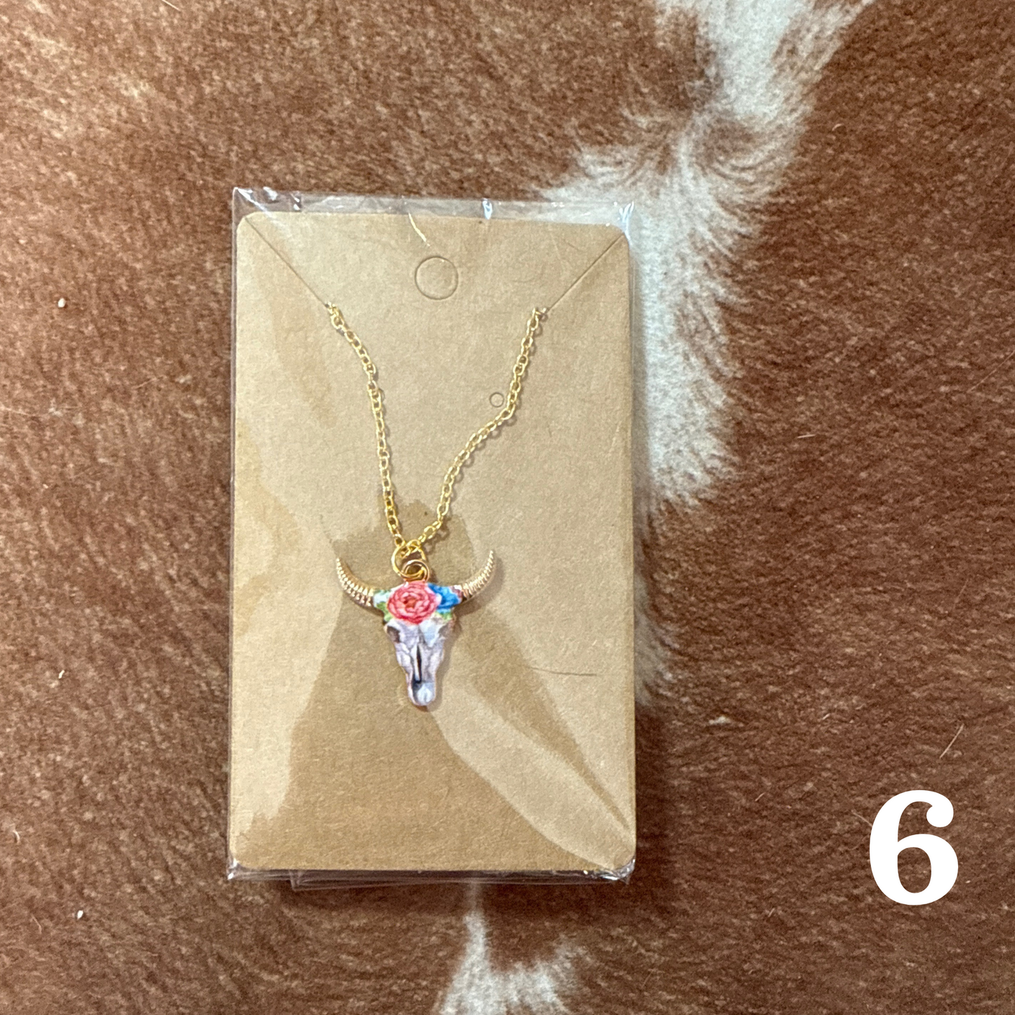 Floral Bull Skull Necklace