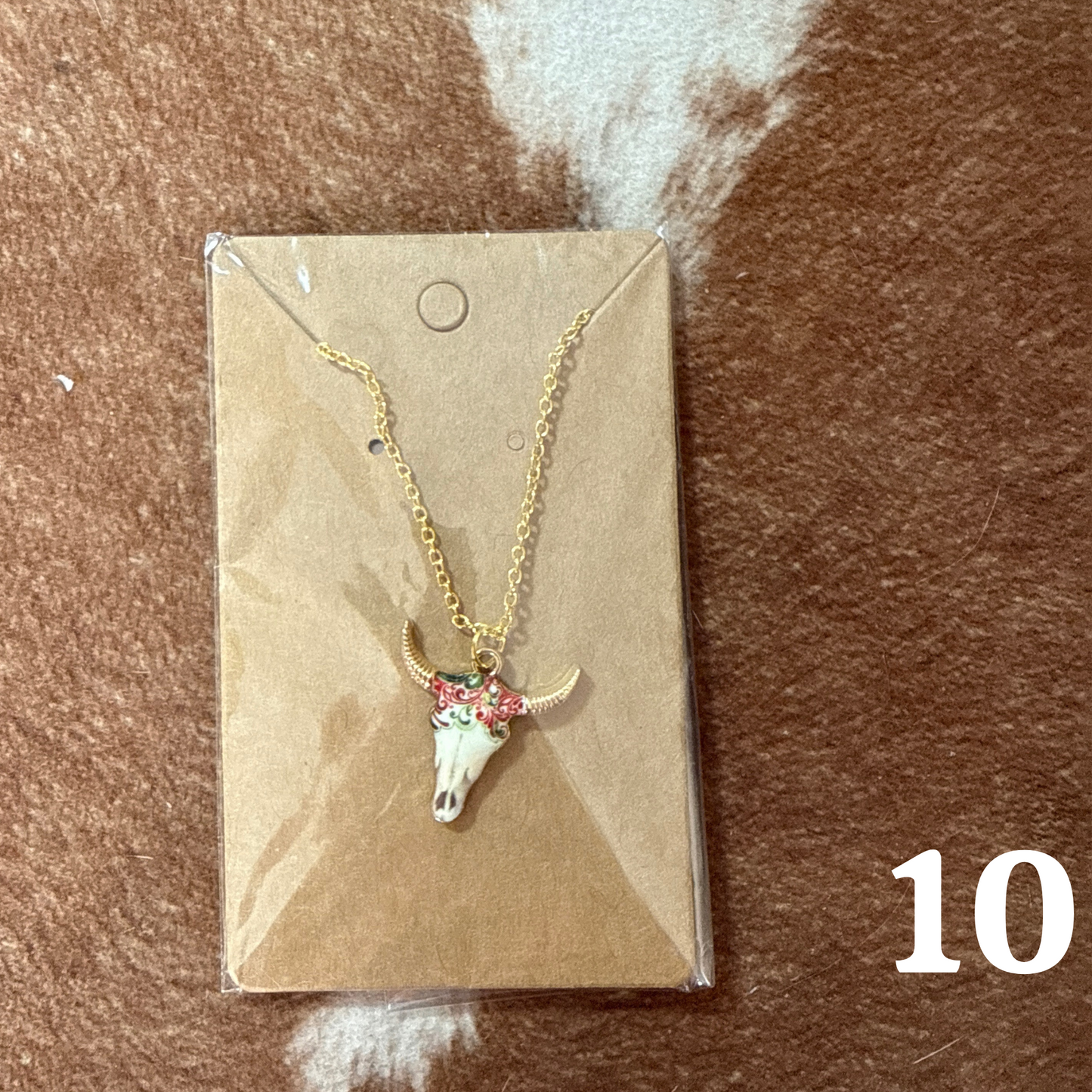 Floral Bull Skull Necklace