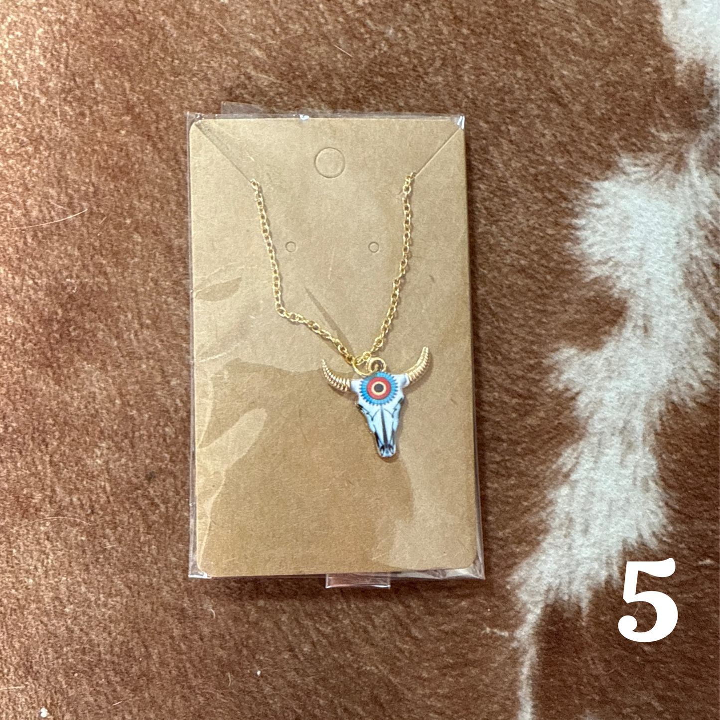 Floral Bull Skull Necklace