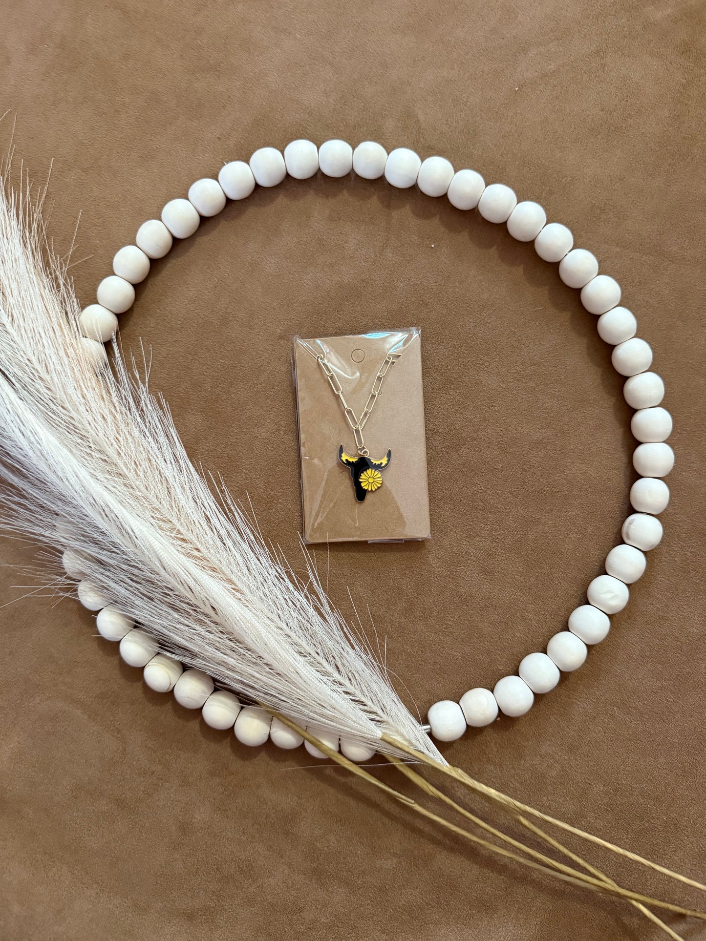 Sunflower Bull Skull Necklace