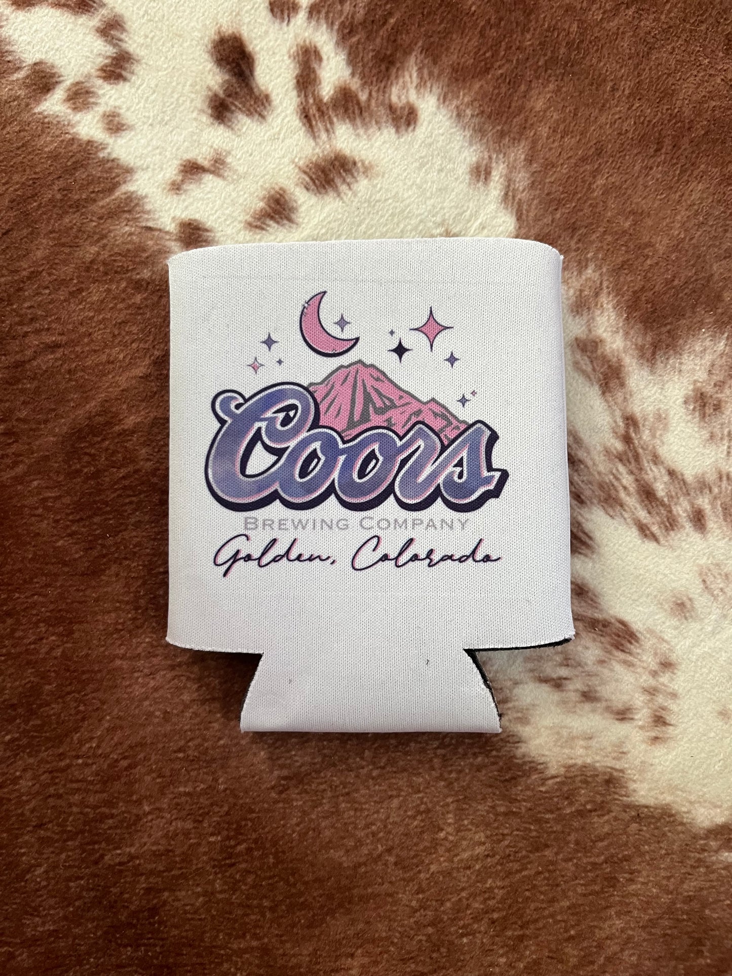 Pink and Purple Coors Brewing Koozie