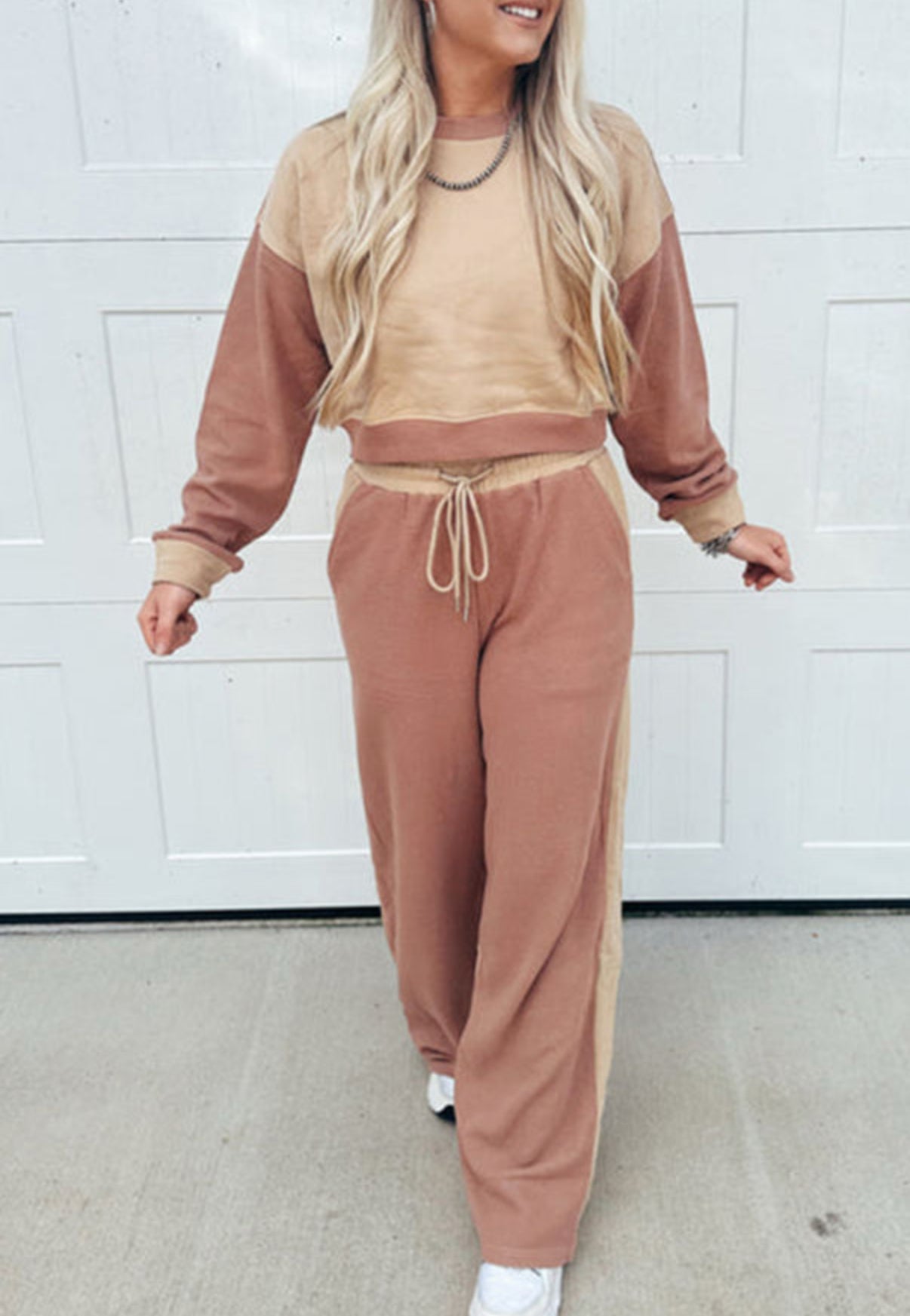 Khaki Colour Block 2 Piece Set