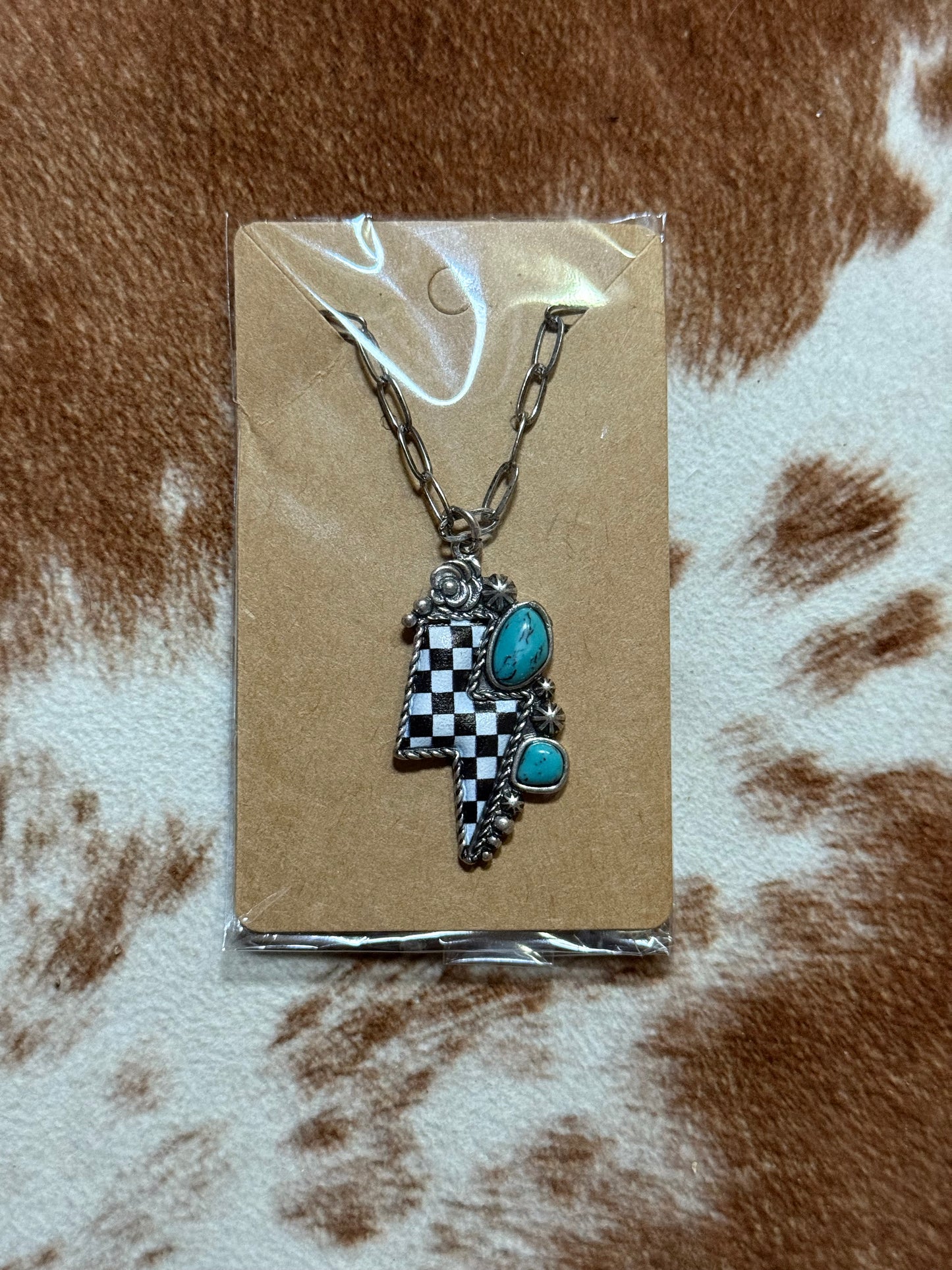 Checkered Lightning Necklace