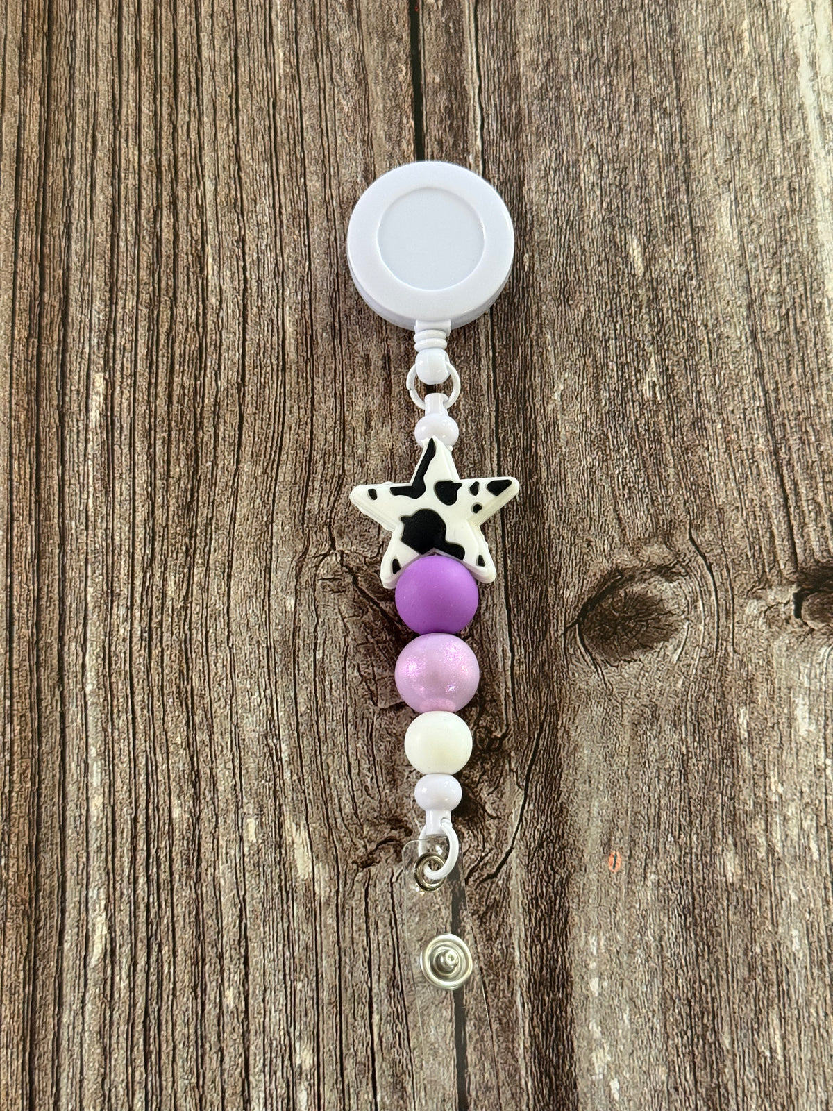 Cow Print Star Purple Badge Reel
