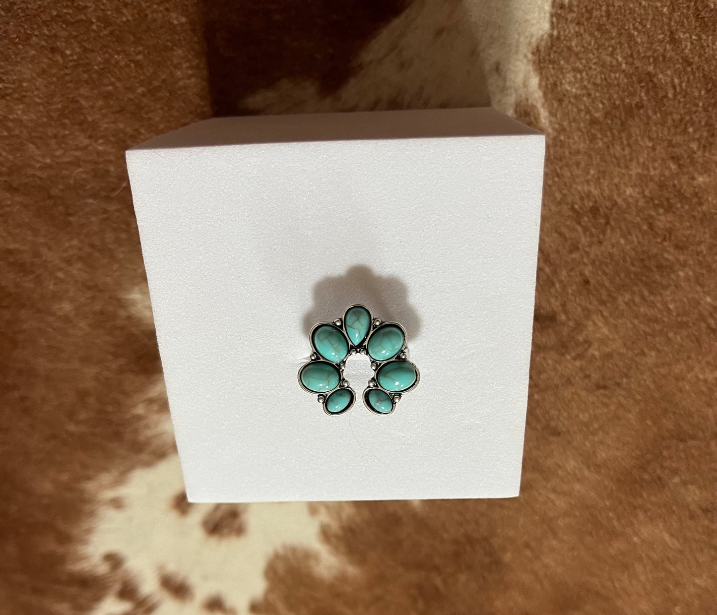 Imitation Turquoise Squash Blossom Ring