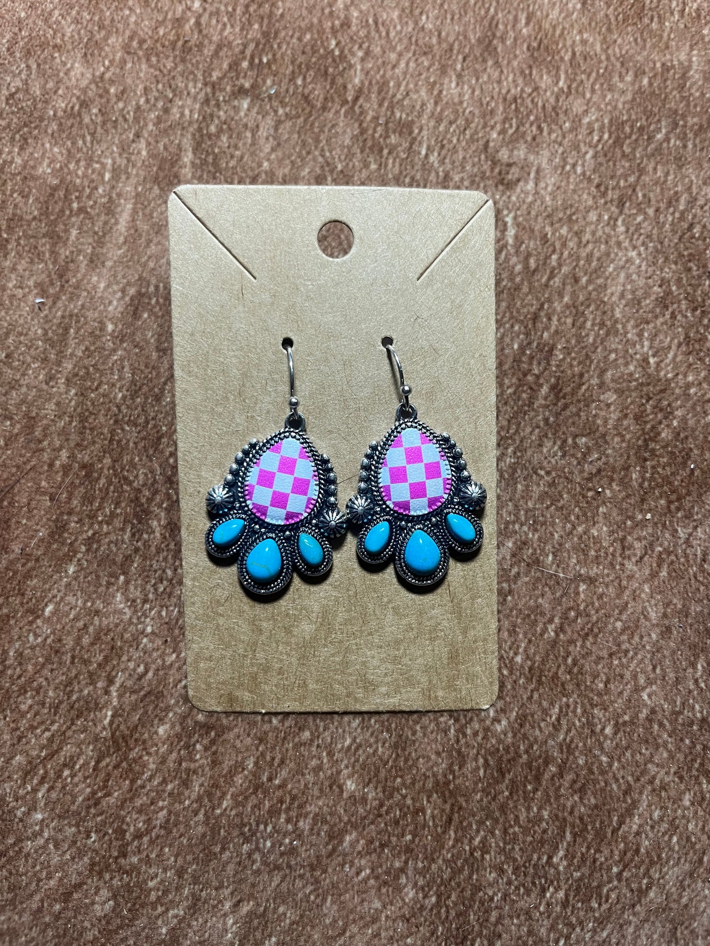 Cowgirl Charm Checkered Earrings