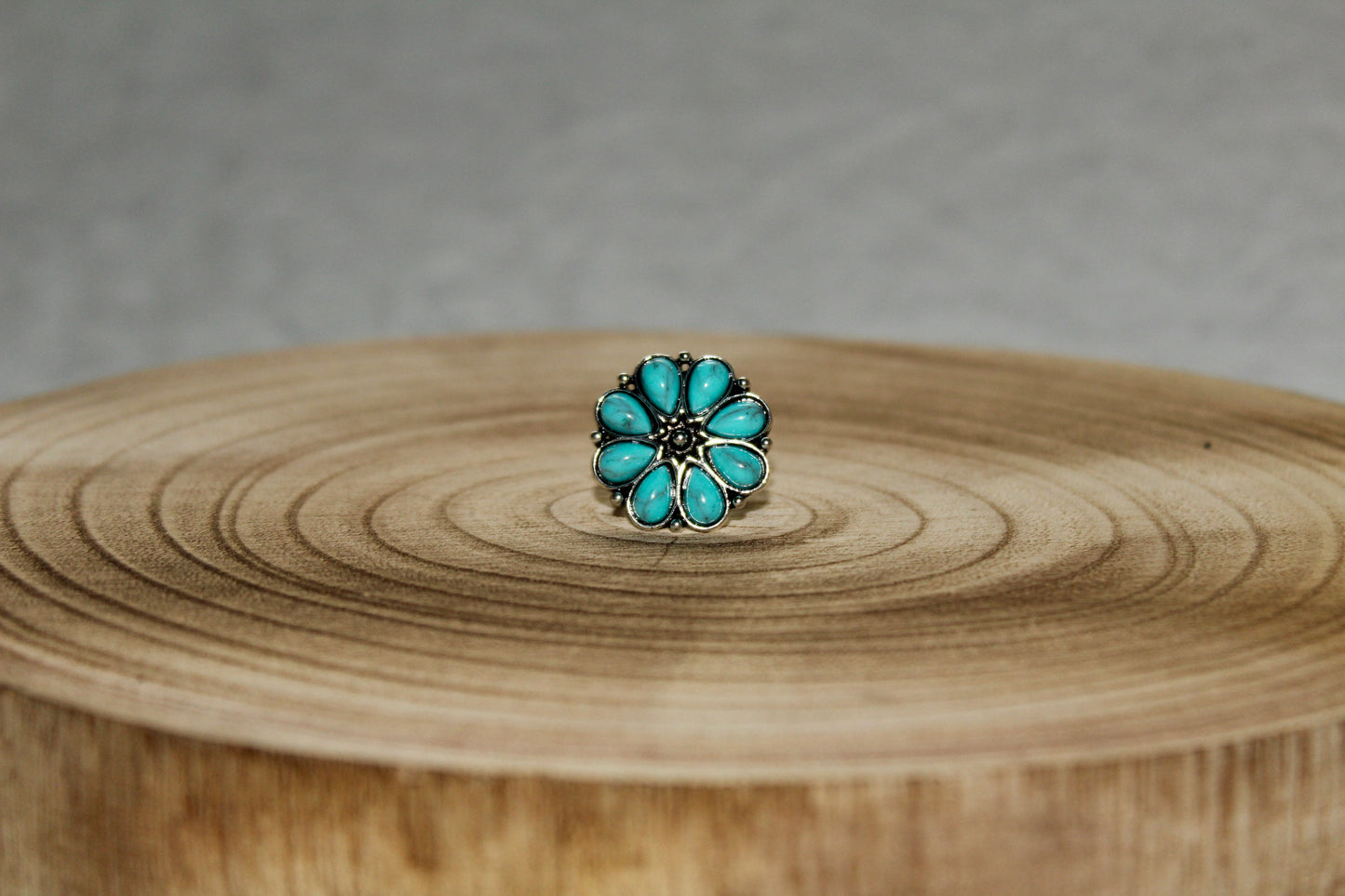 Imitation Turquoise Flower Shaped Ring