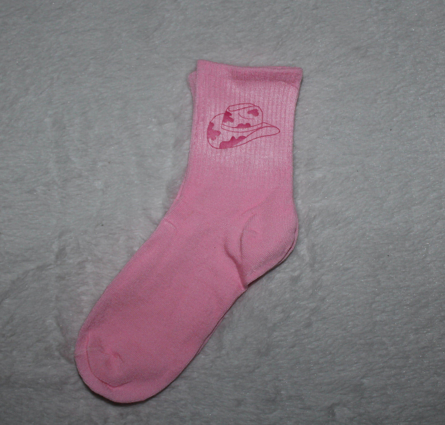 Pink Cow Print Cowboy Hat Socks