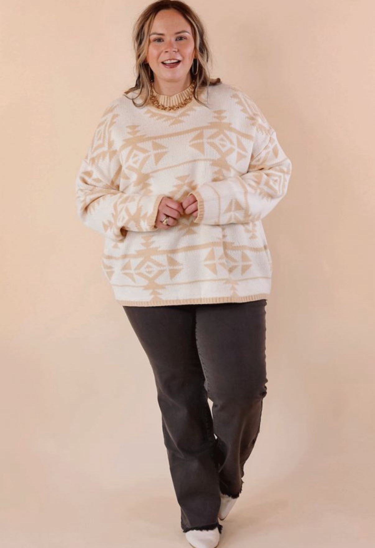 Plus Size Aztec Sweater