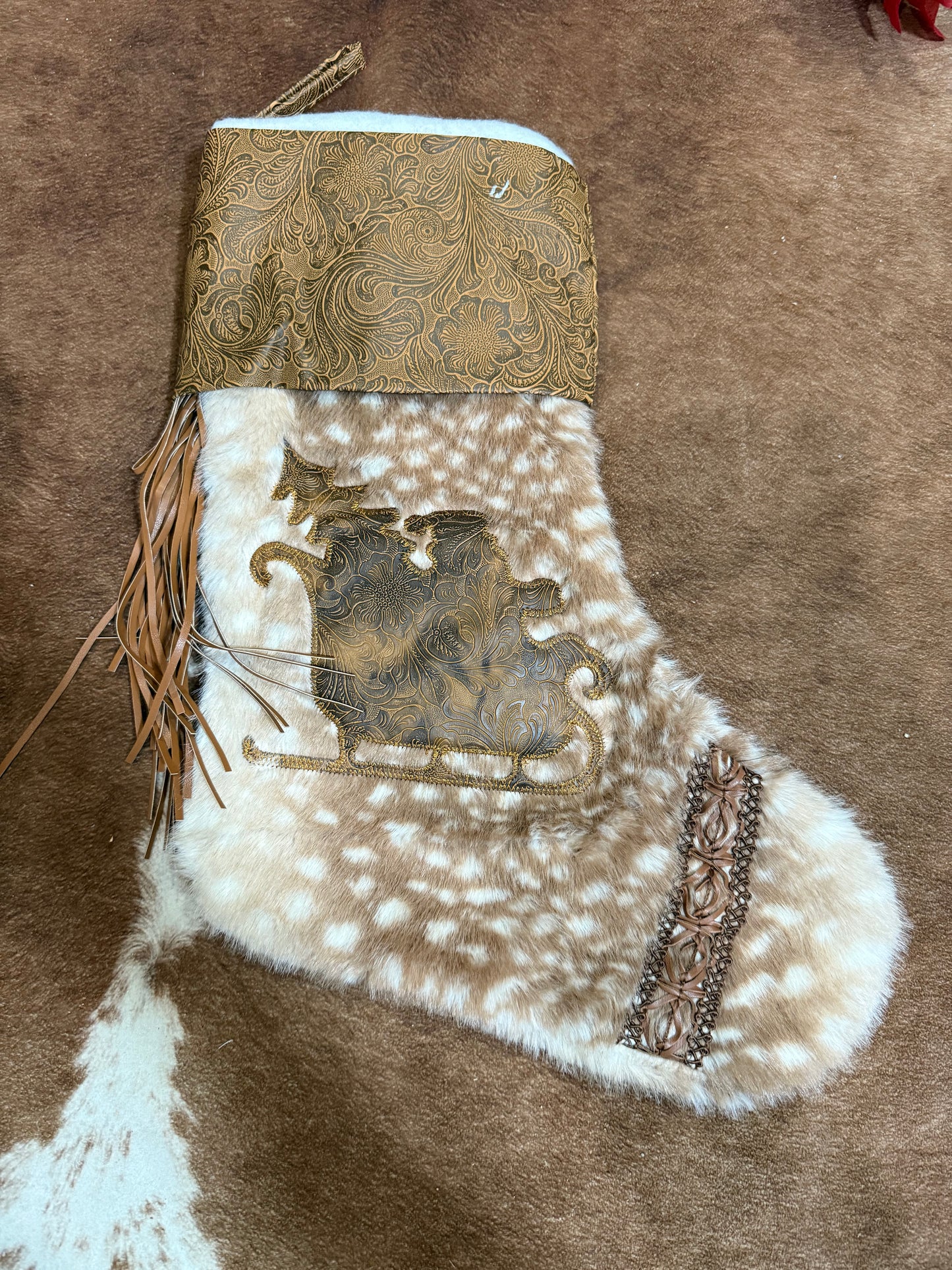 Embroidered Santa’s Sled Stocking