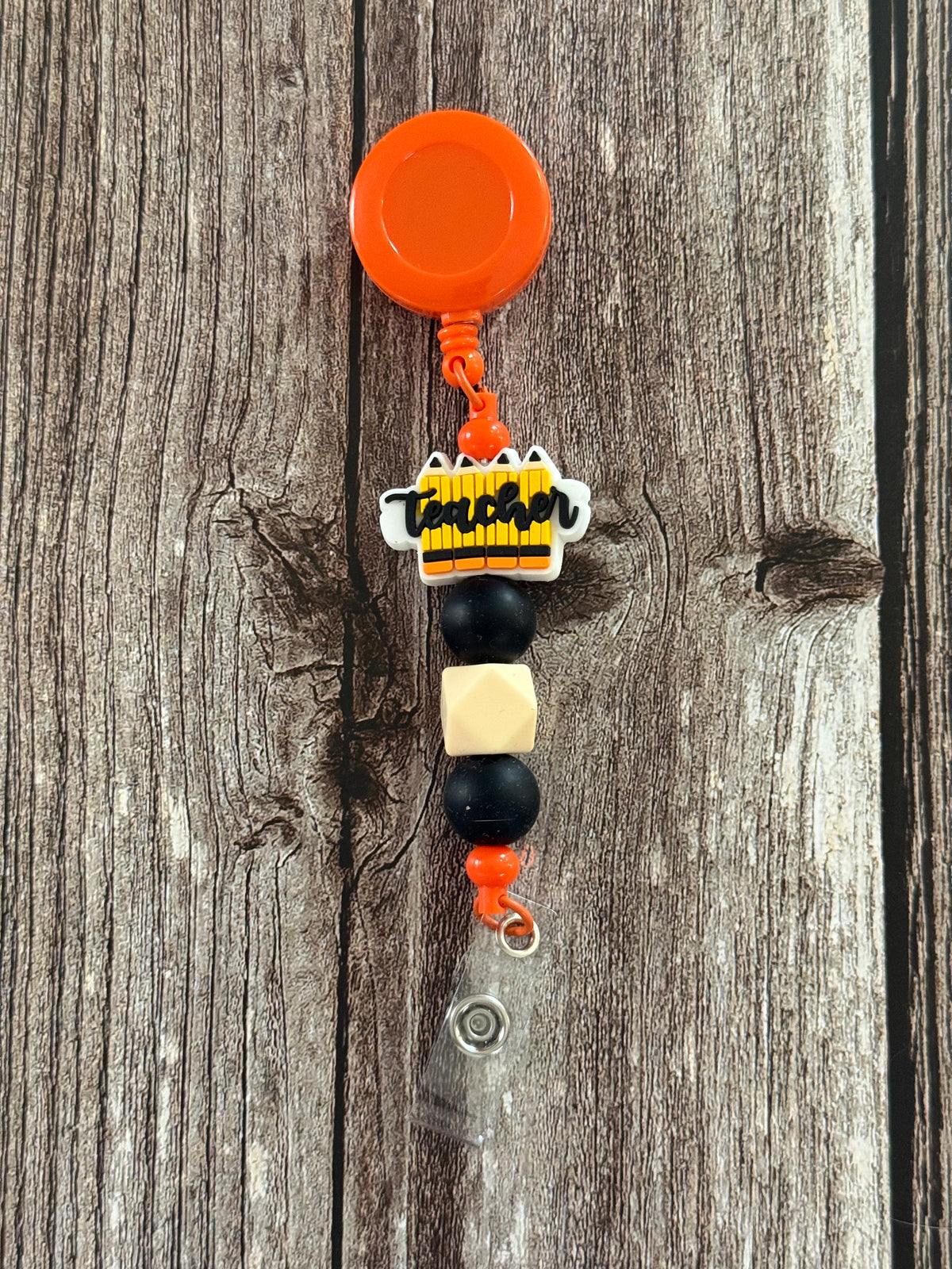 Orange Teacher Badge Reel