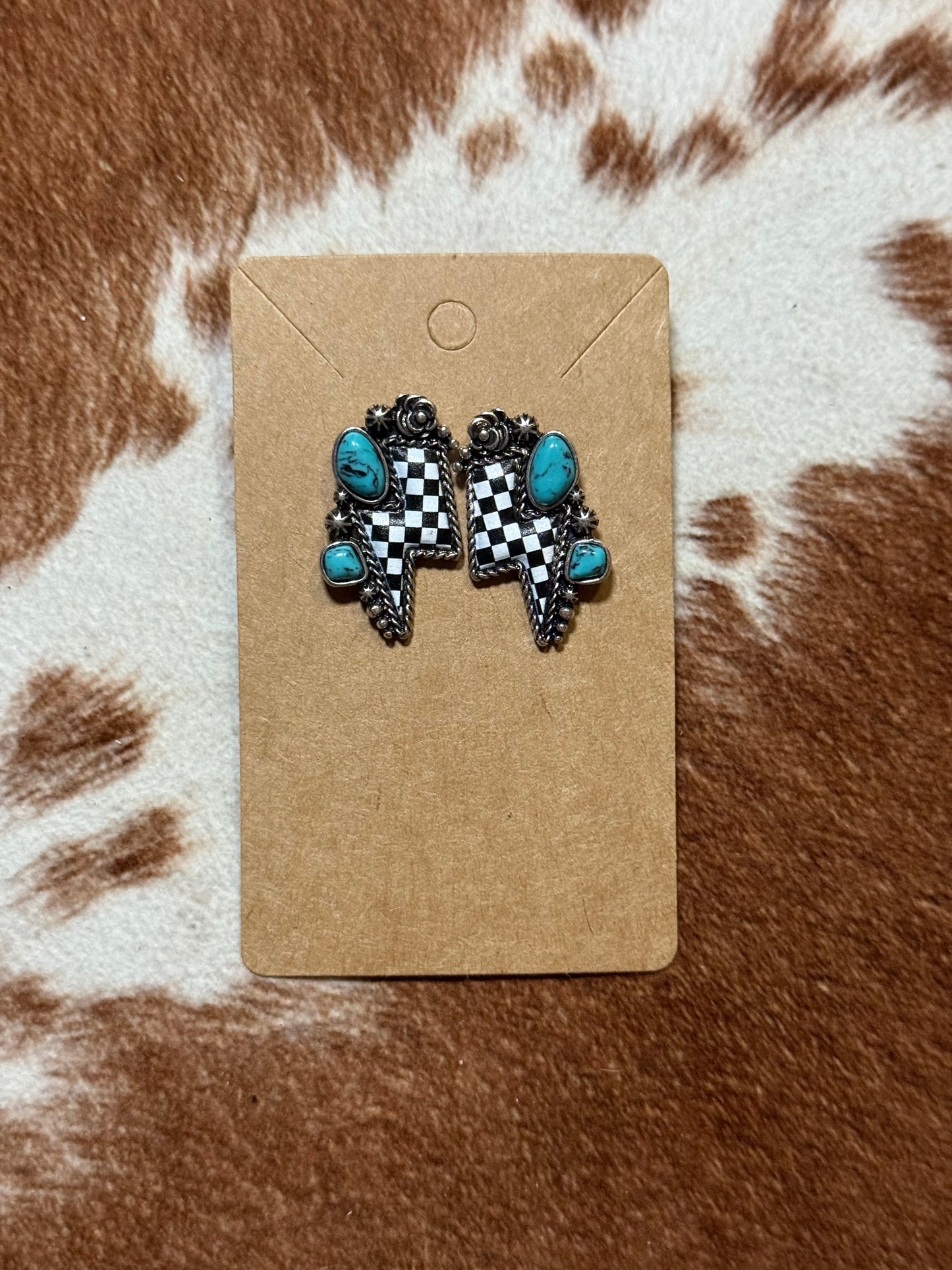 Checkered Lightning Earrings