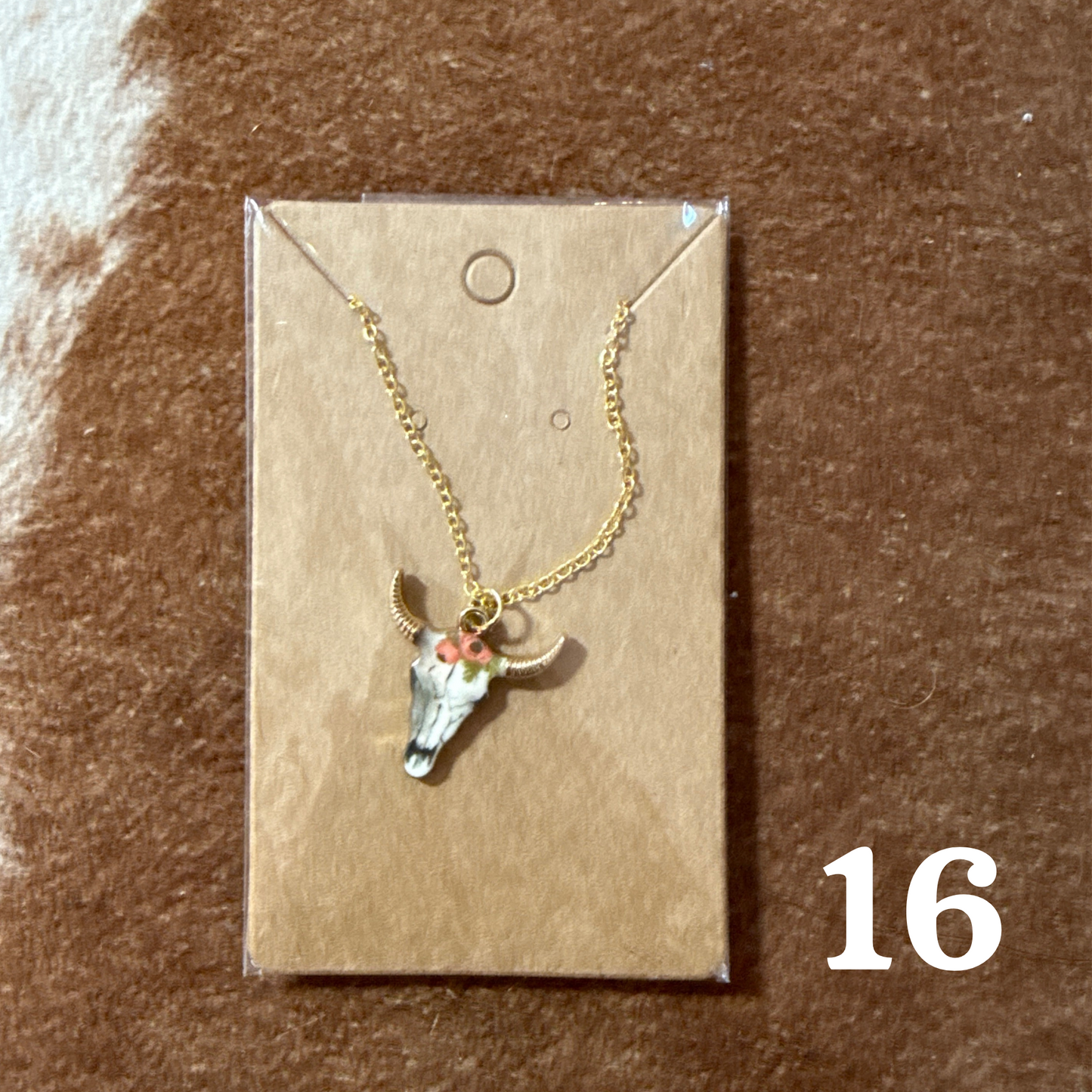 Floral Bull Skull Necklace