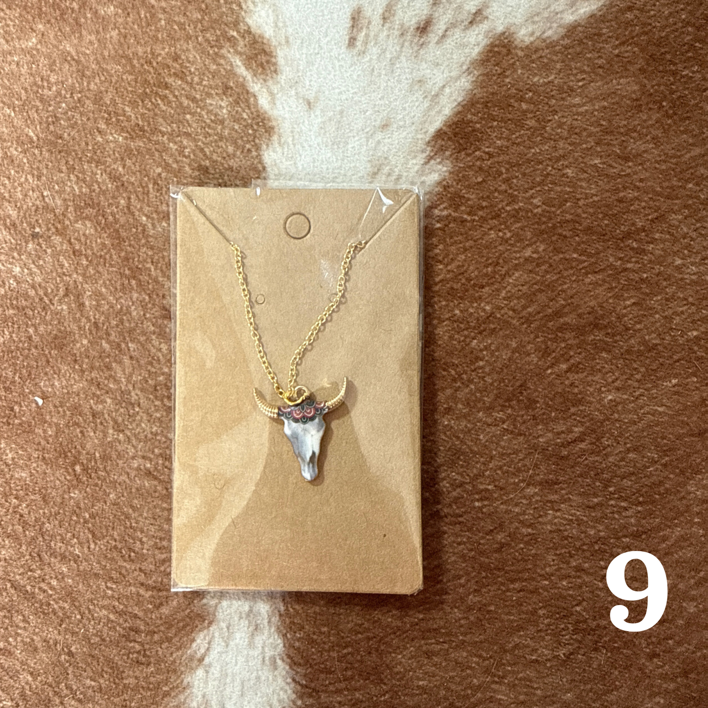 Floral Bull Skull Necklace