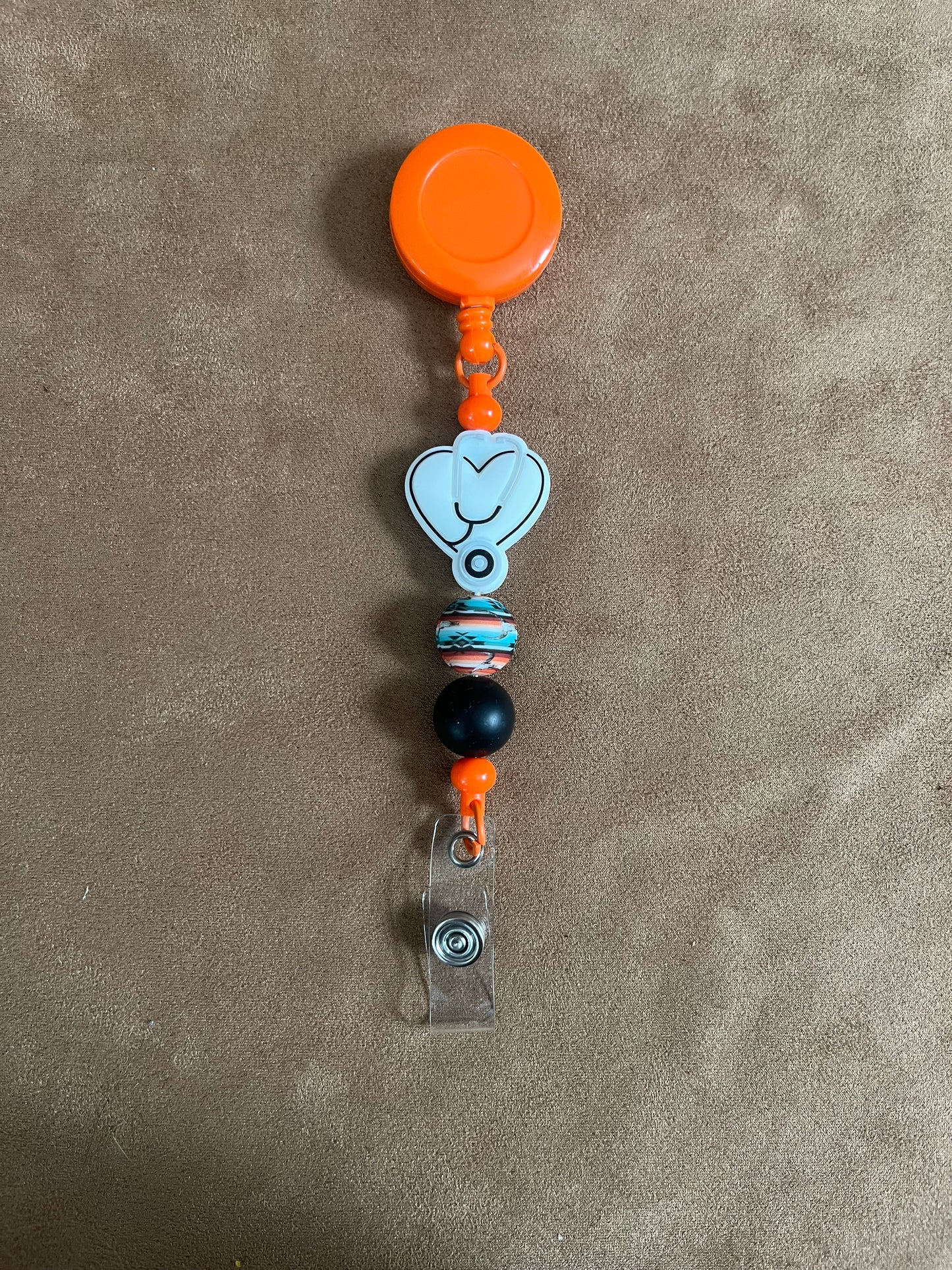 Orange Aztec Nurse Badge Reel
