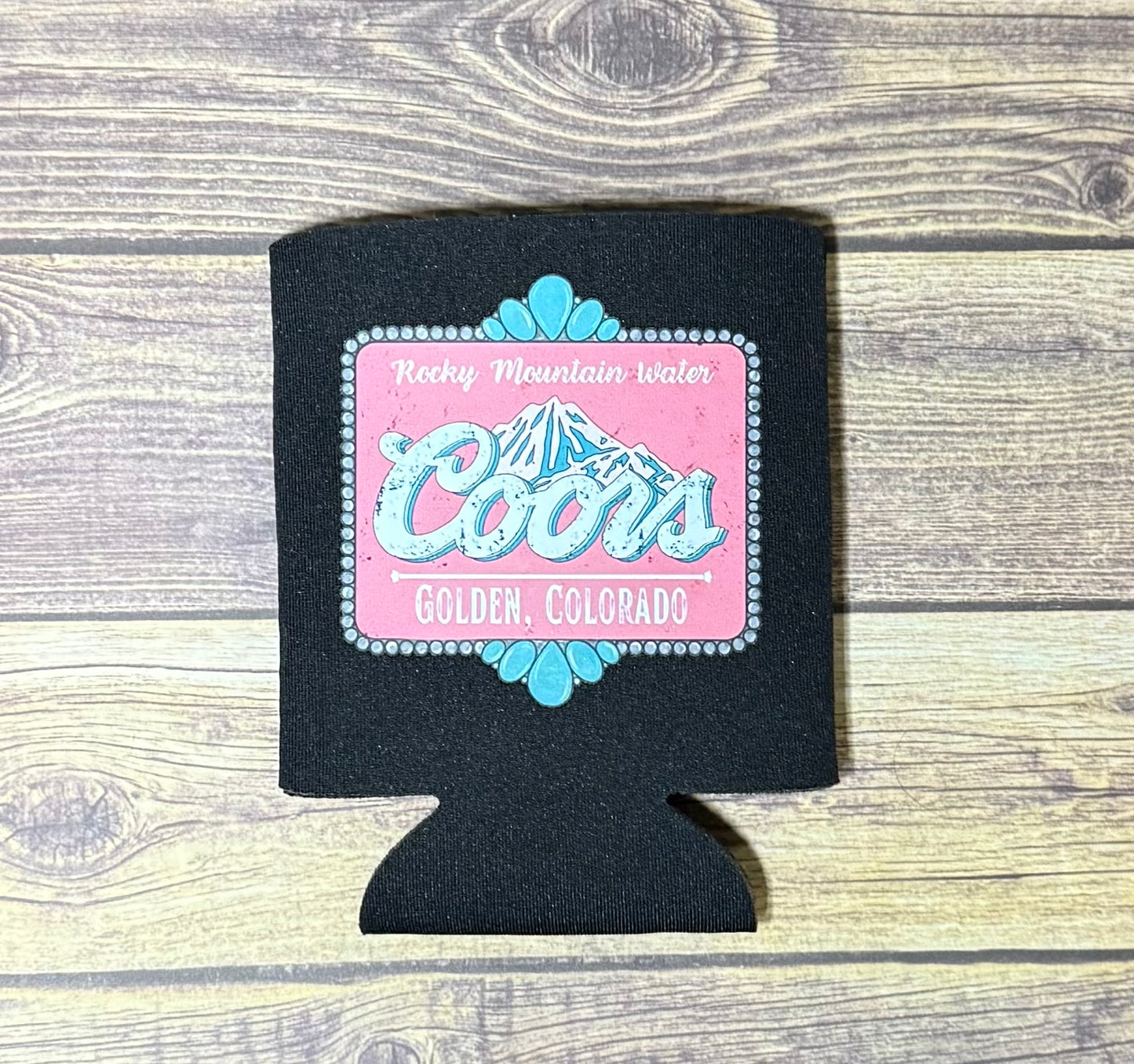 Coors Pink and Turquoise Koozie