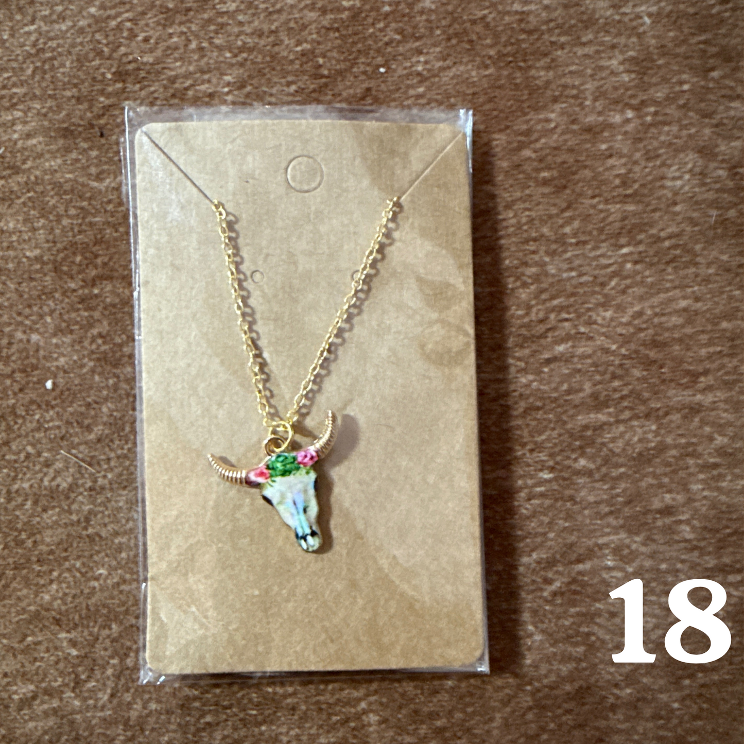 Floral Bull Skull Necklace