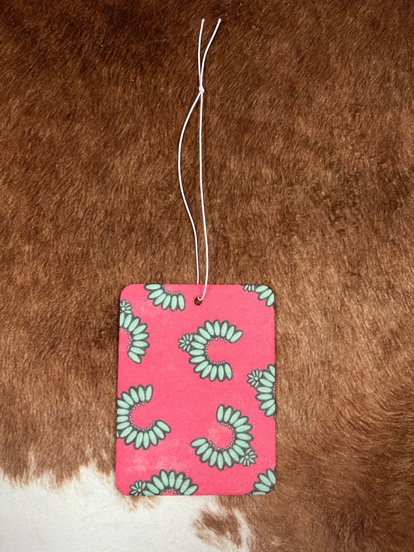 Pink with Turquoise Squash Blossom Car Freshener