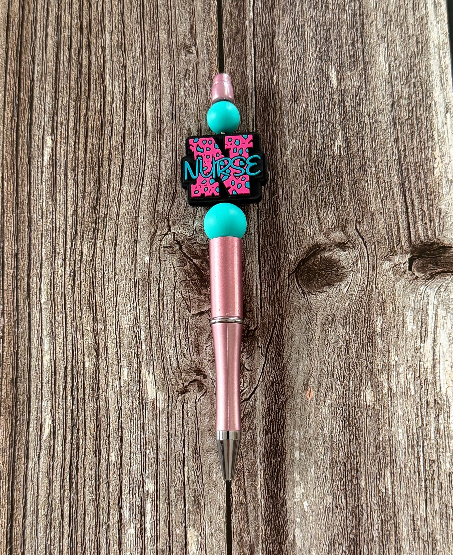 Pink and Turquoise Nurse Beaded Pen
