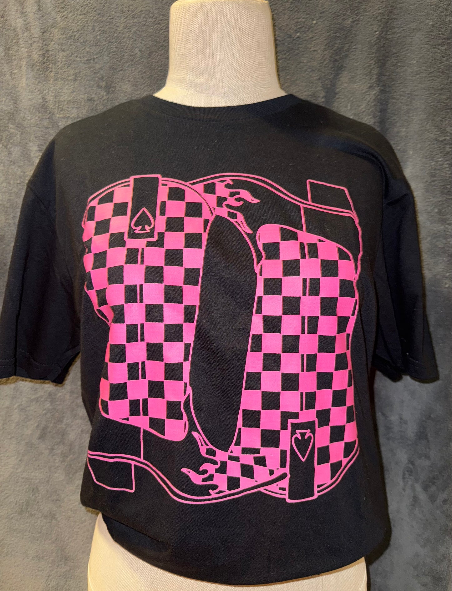 Pink Checkered Boot Graphic T-shirt