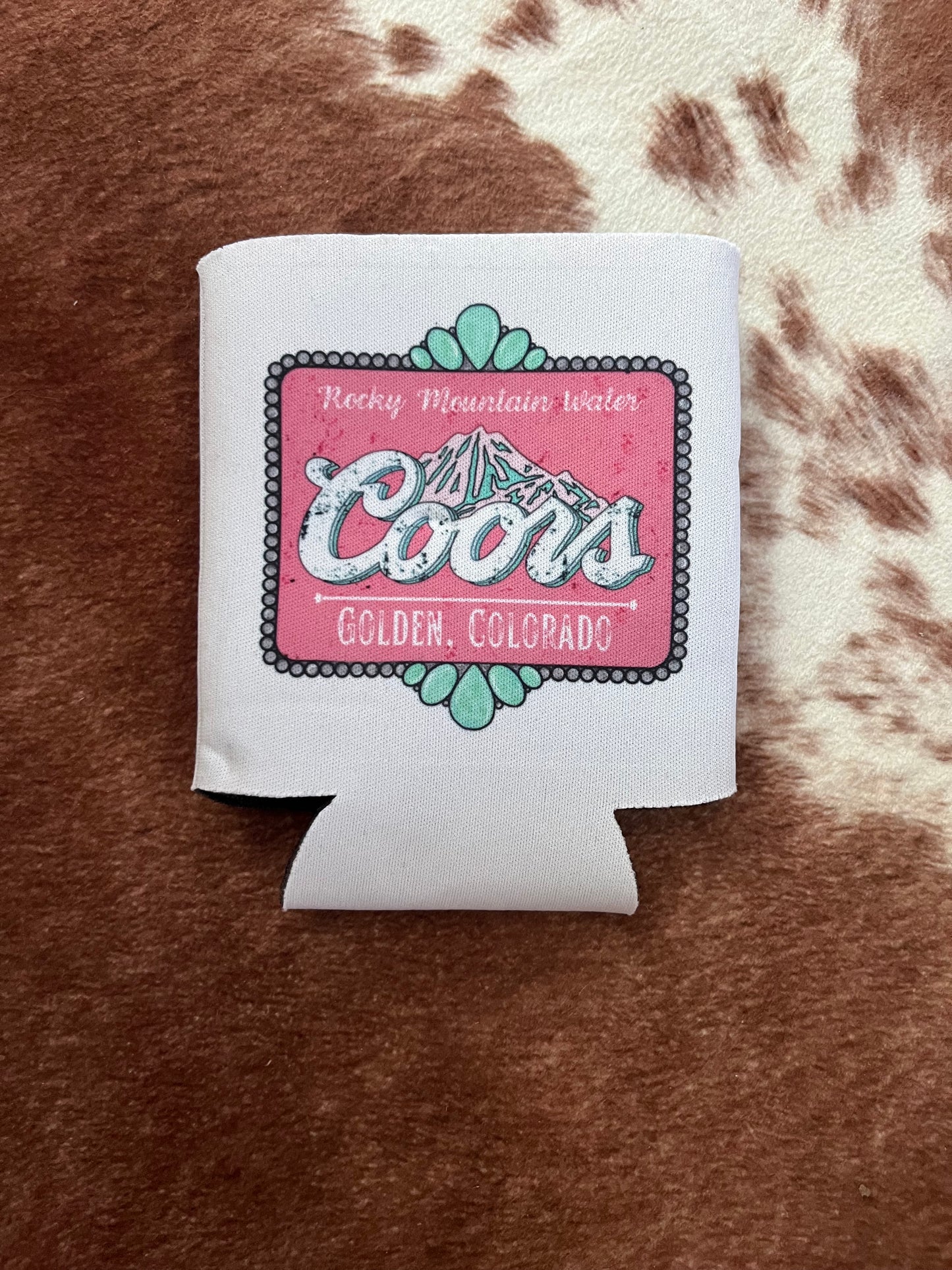 Pink and Turquoise Coors Koozie