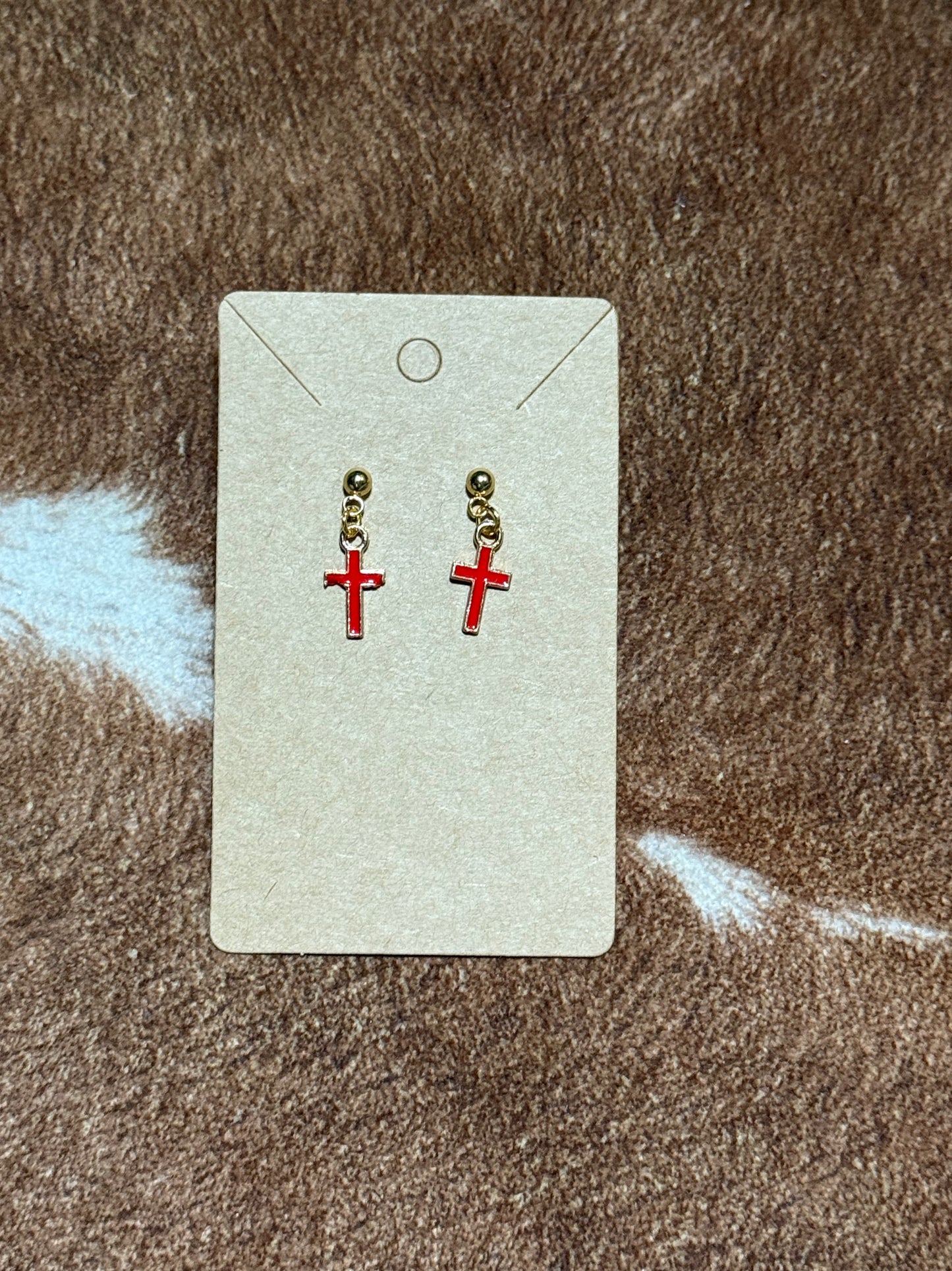 Coloured Cross Earrings