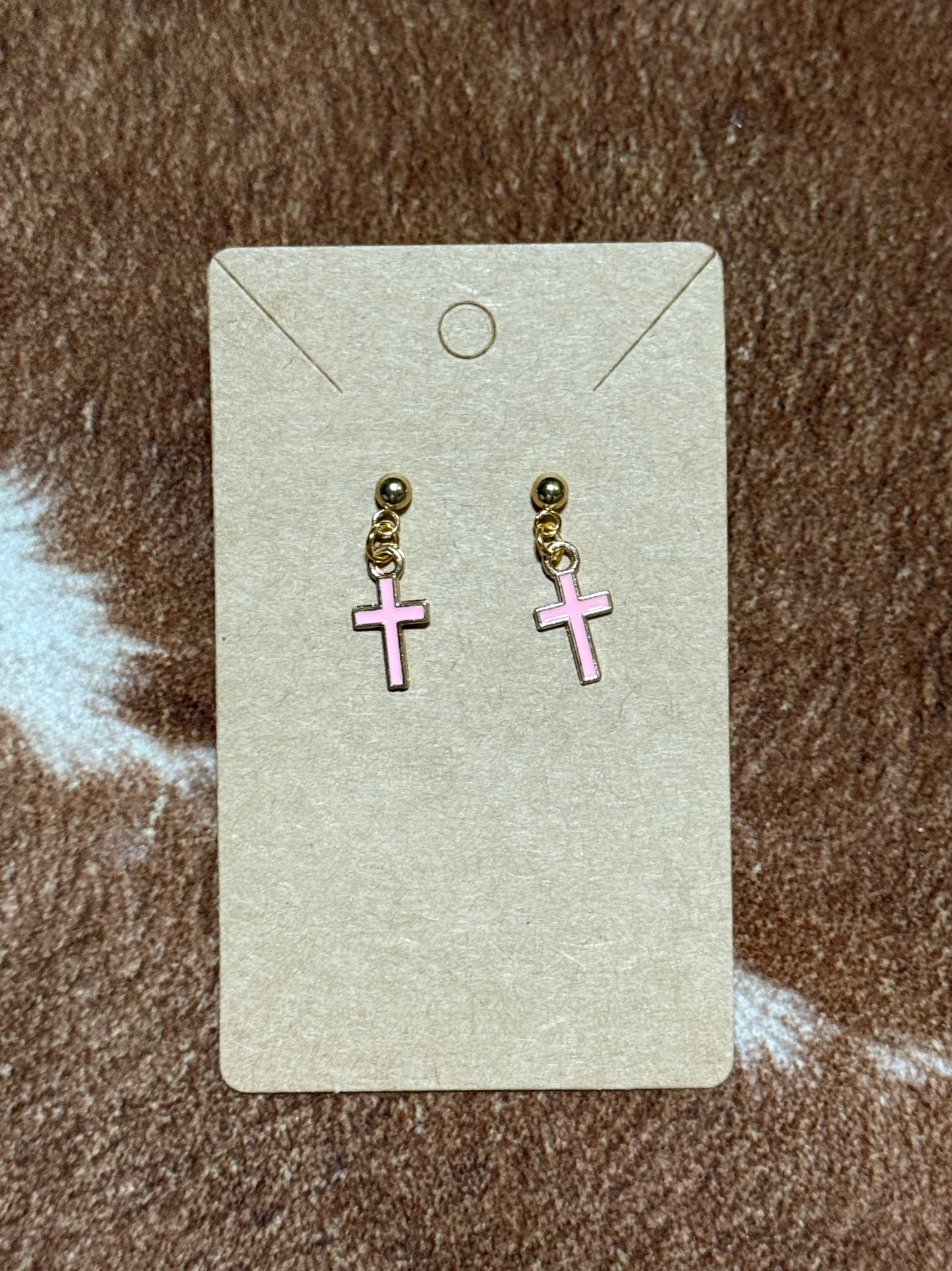 Coloured Cross Earrings