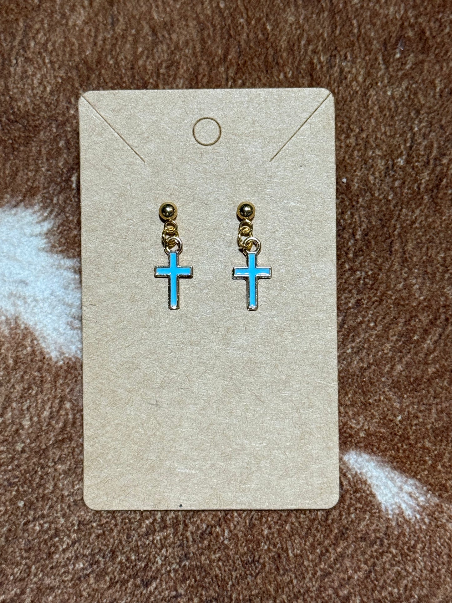 Coloured Cross Earrings