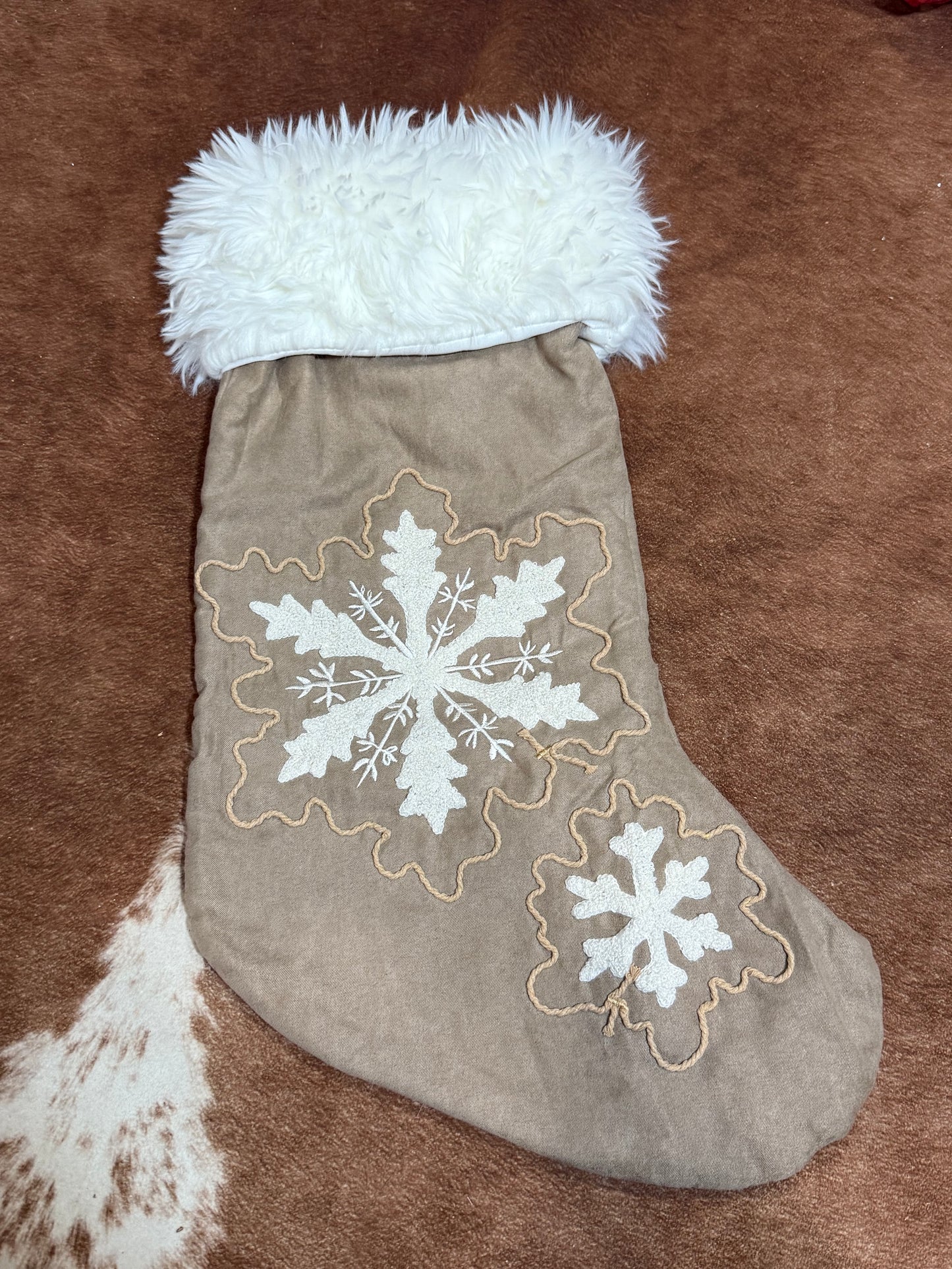Suede Snowflake Stocking