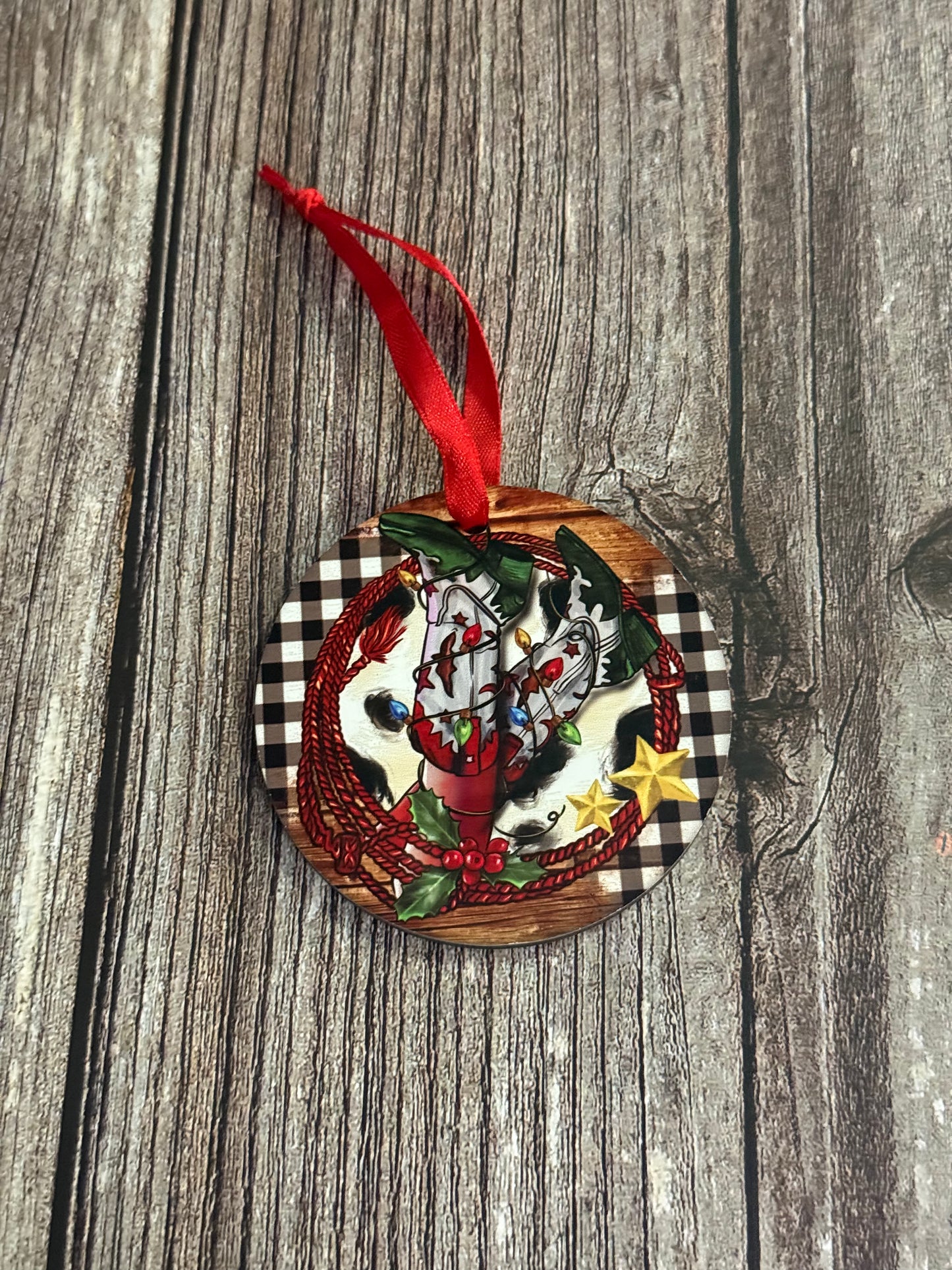 Christmas Cowboy Boots Ornament