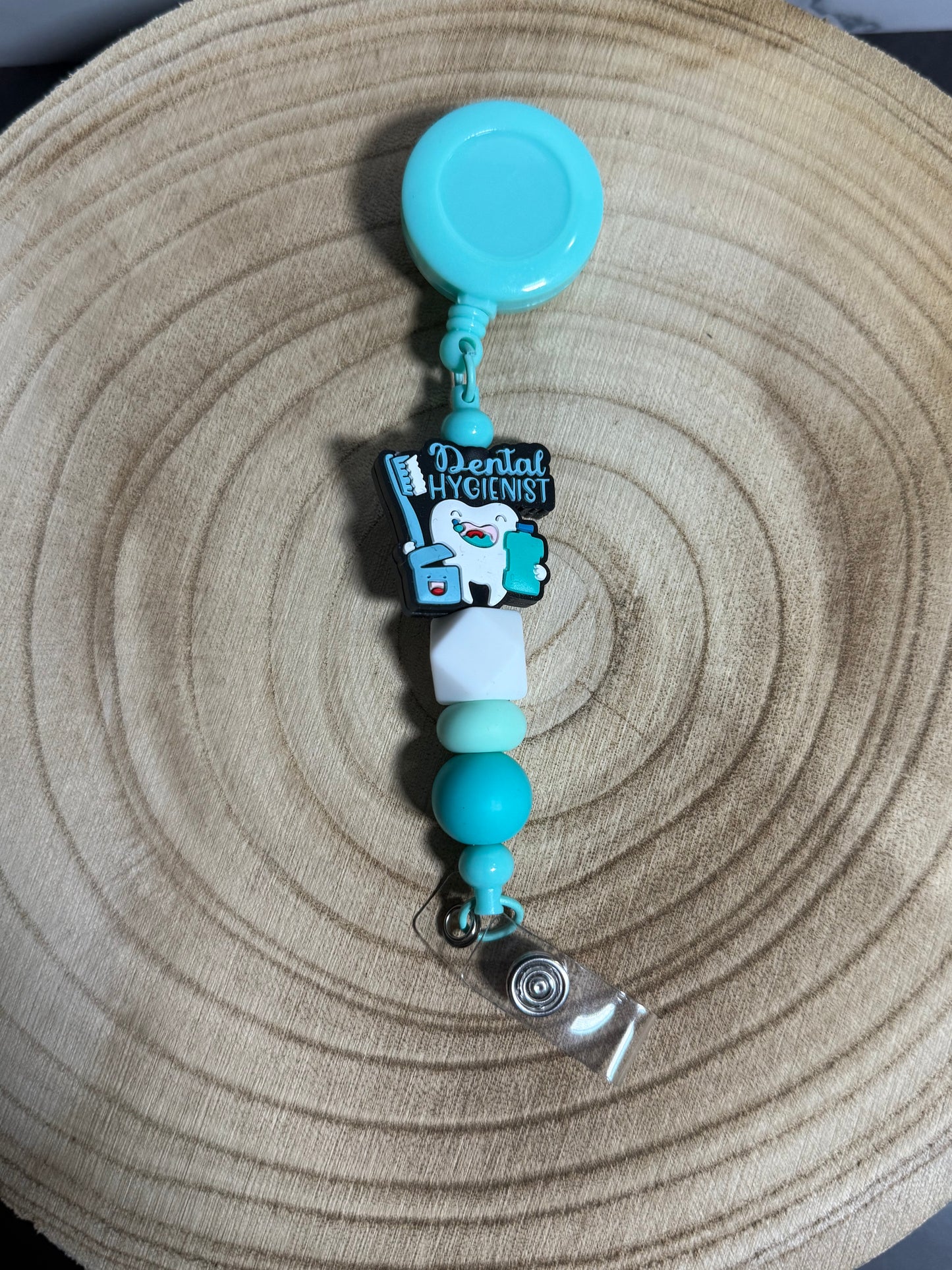 Turquoise Dental Hygienist Badge Reel