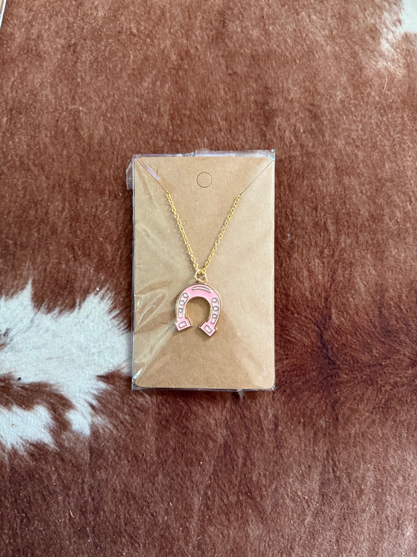 Pink Horseshoe Necklace