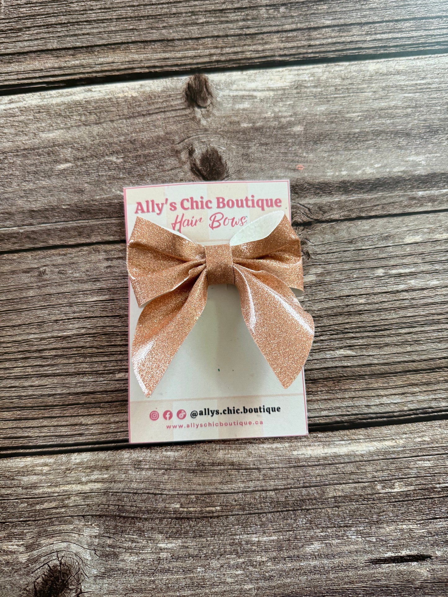 Rose Gold Rodeo Sparkle Hair Bow