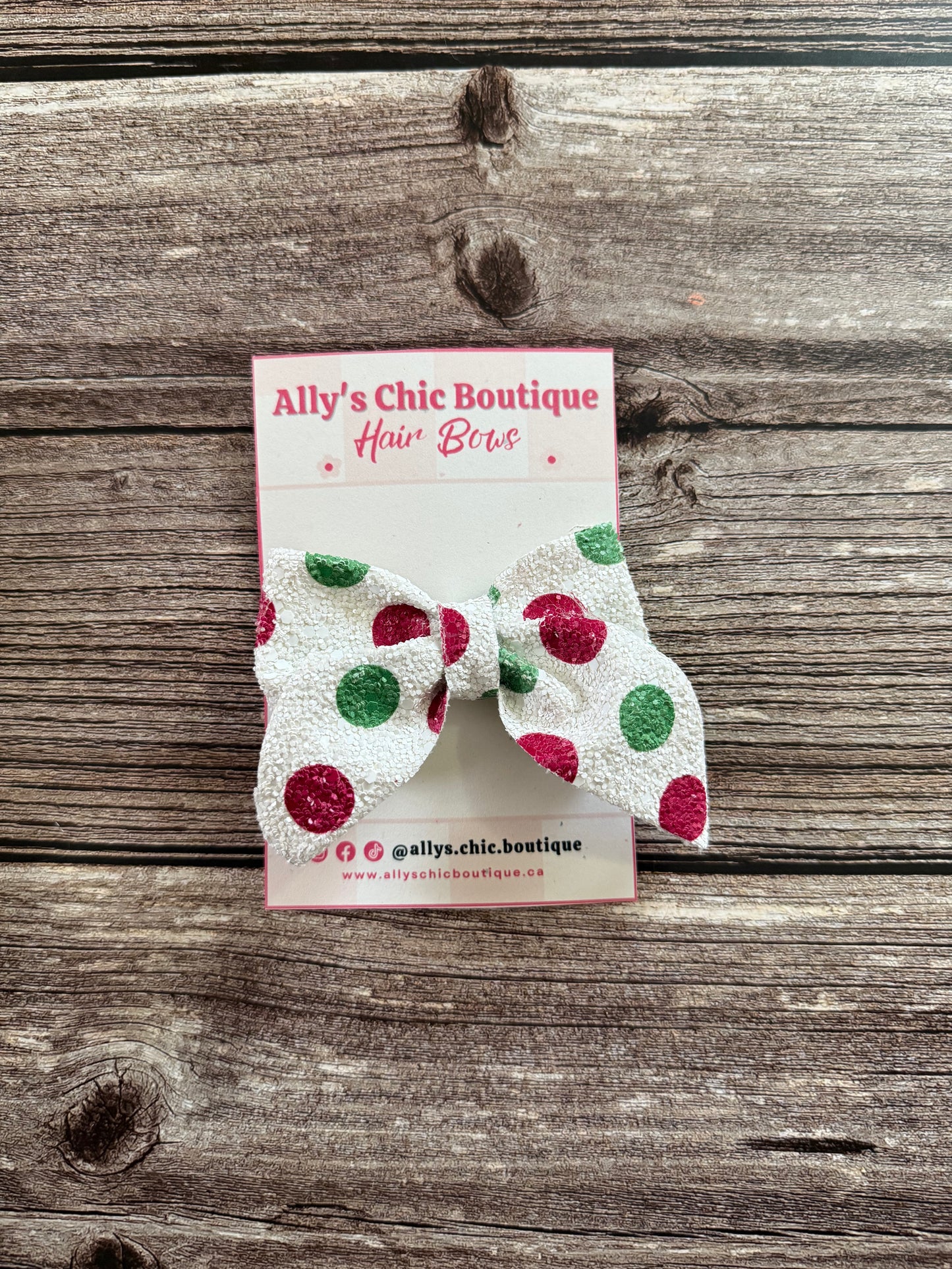 Christmas Confetti Glitter Hair Bow