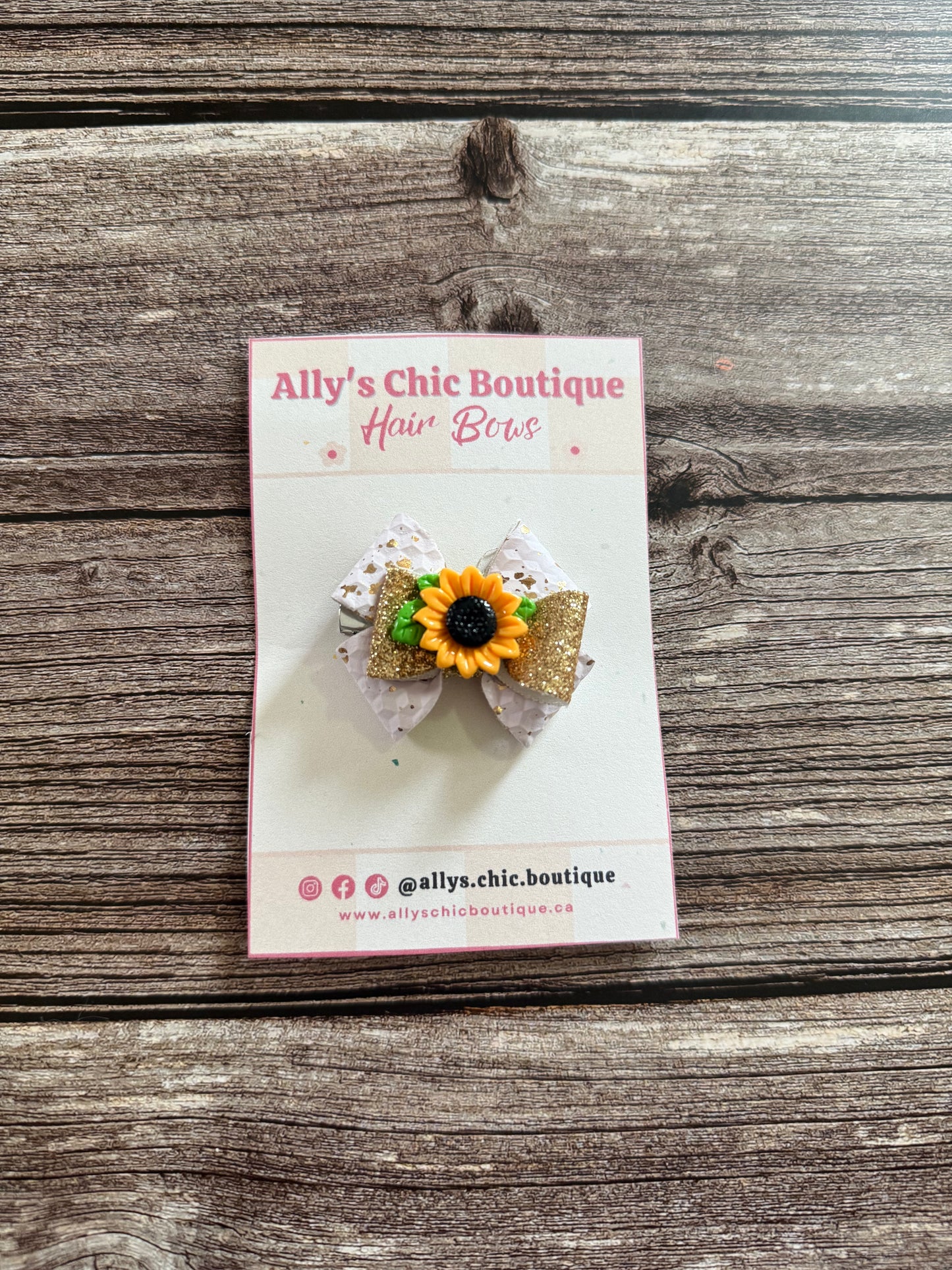 Golden Sunflower Mini Hair Bow