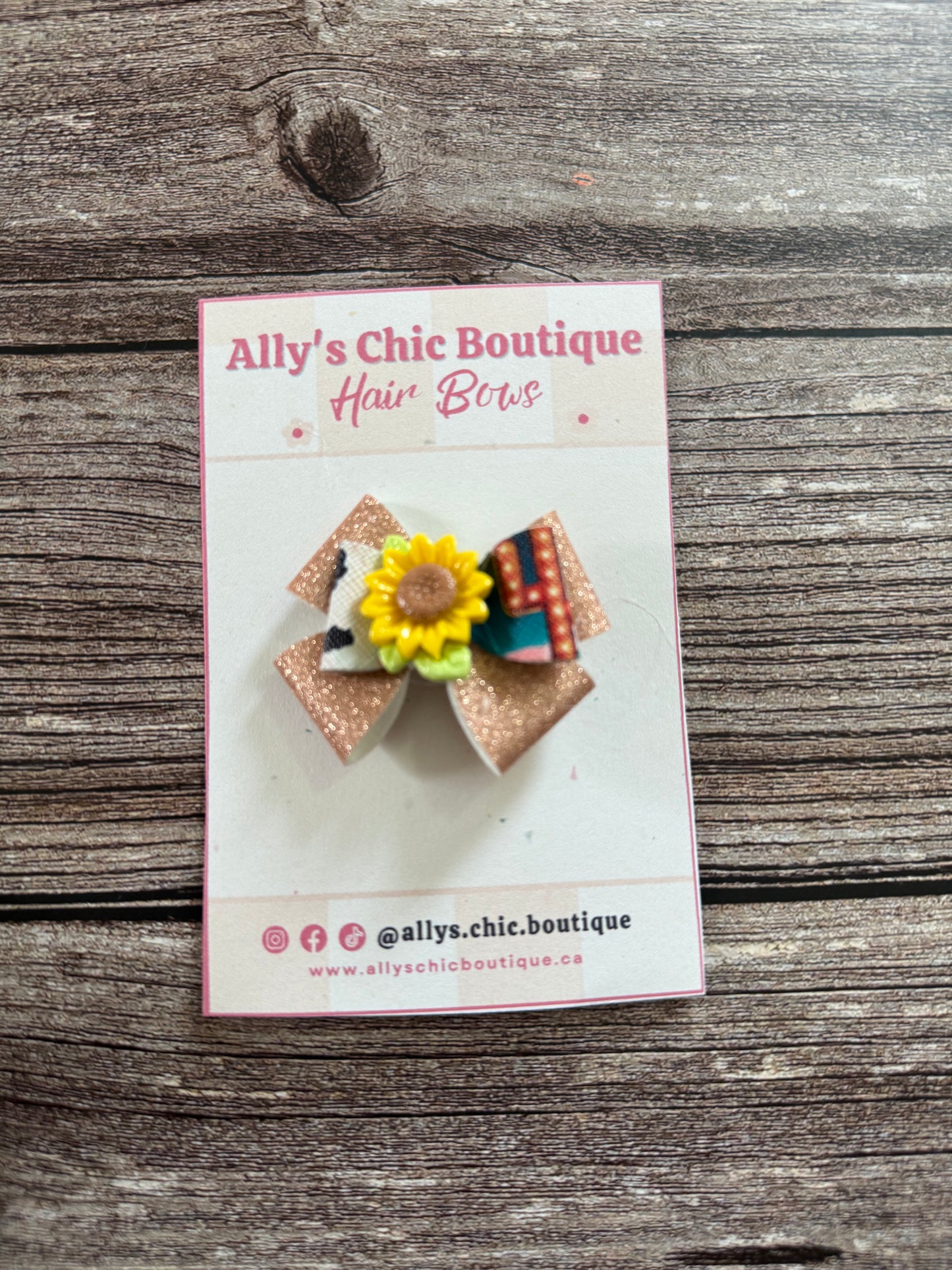 Sunflower Rodeo Mini Hair Bow