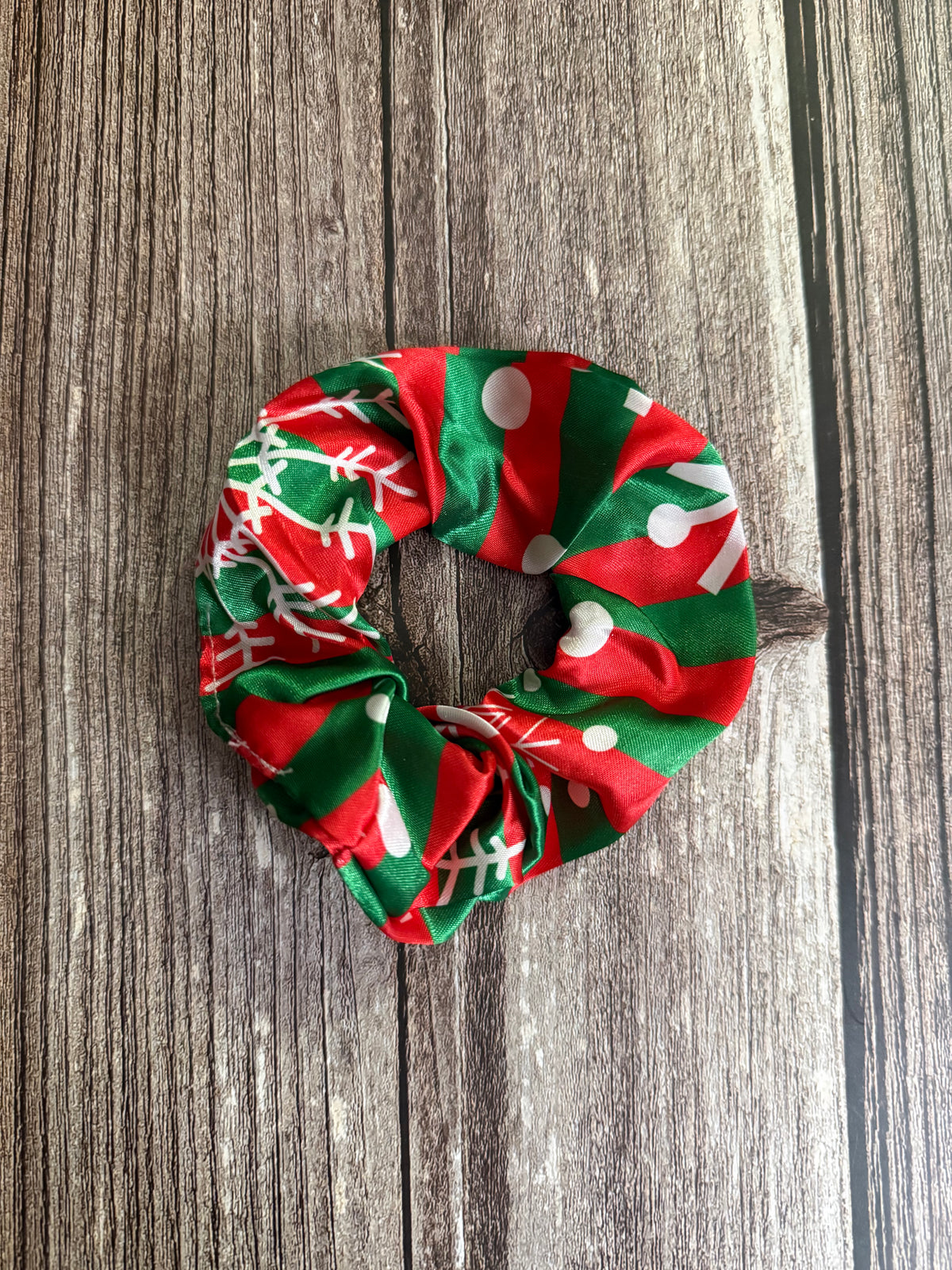 Snowflake Candy-cane Christmas Scrunchie