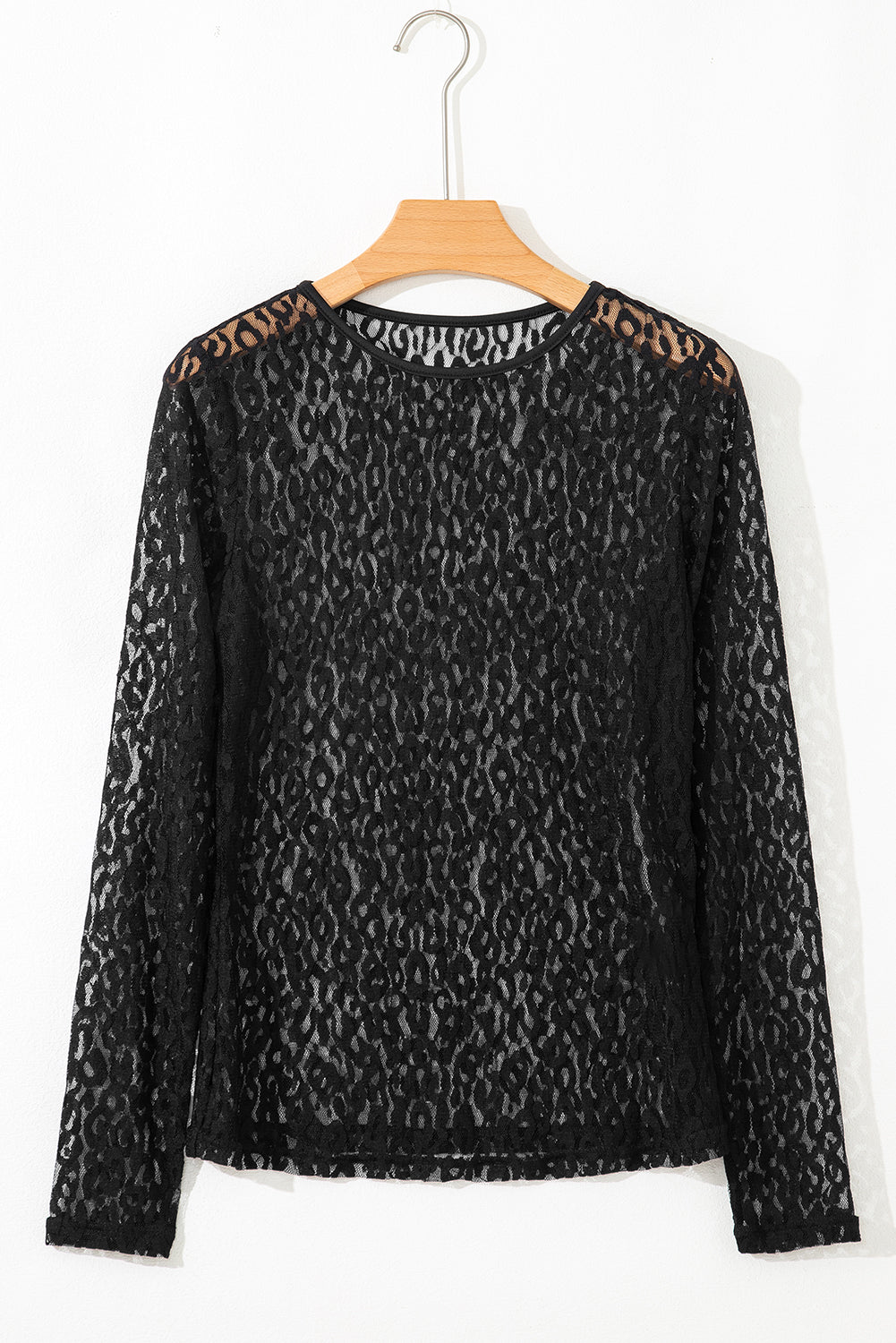 Black Leopard Lace Top