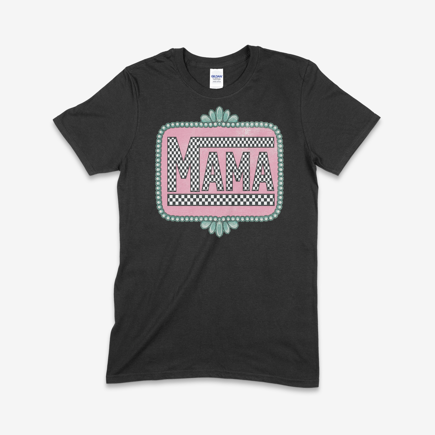 Pink and Turquoise Mama T-shirt (Made to Order)