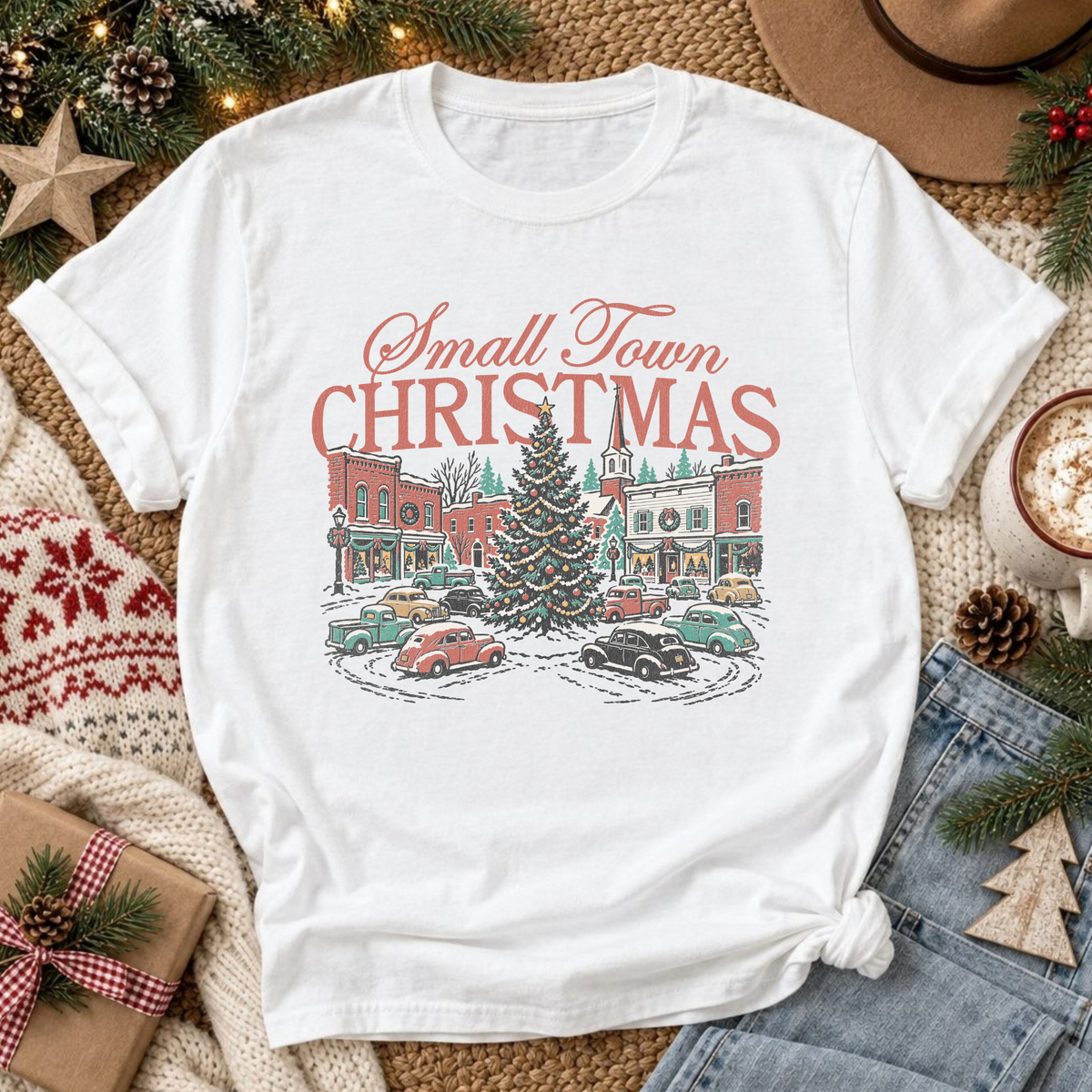 Small Town Christmas Retro T-shirt